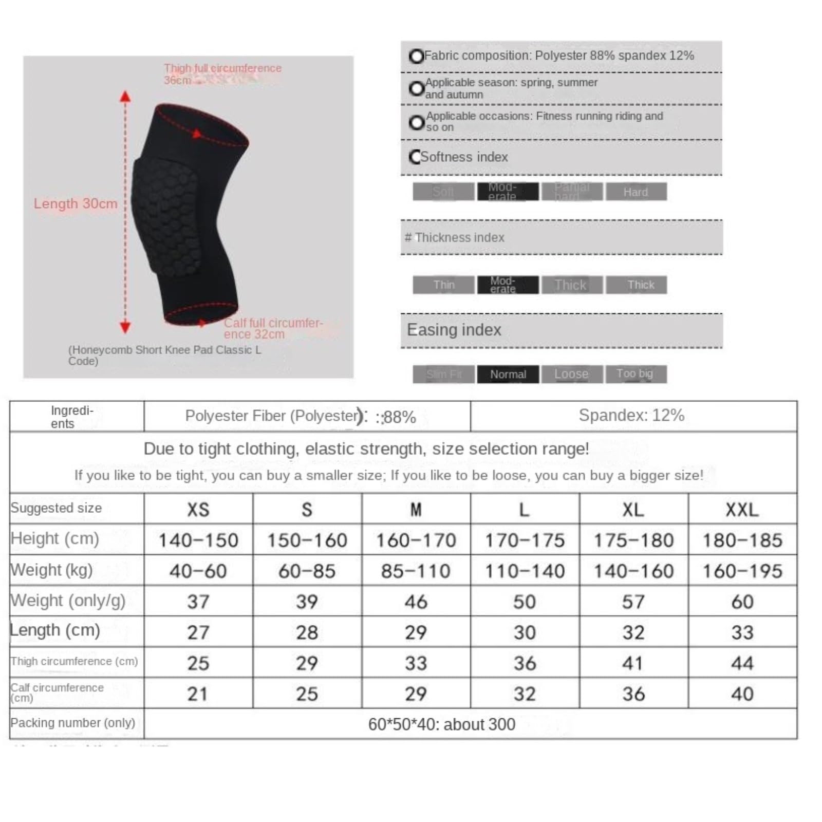 Ginocchiera Un Paio di Ginocchiere for Calcio, Corsa con A Compressione E Tutori for Le Gambe Supporto Ginocchio(Rot,XXL)