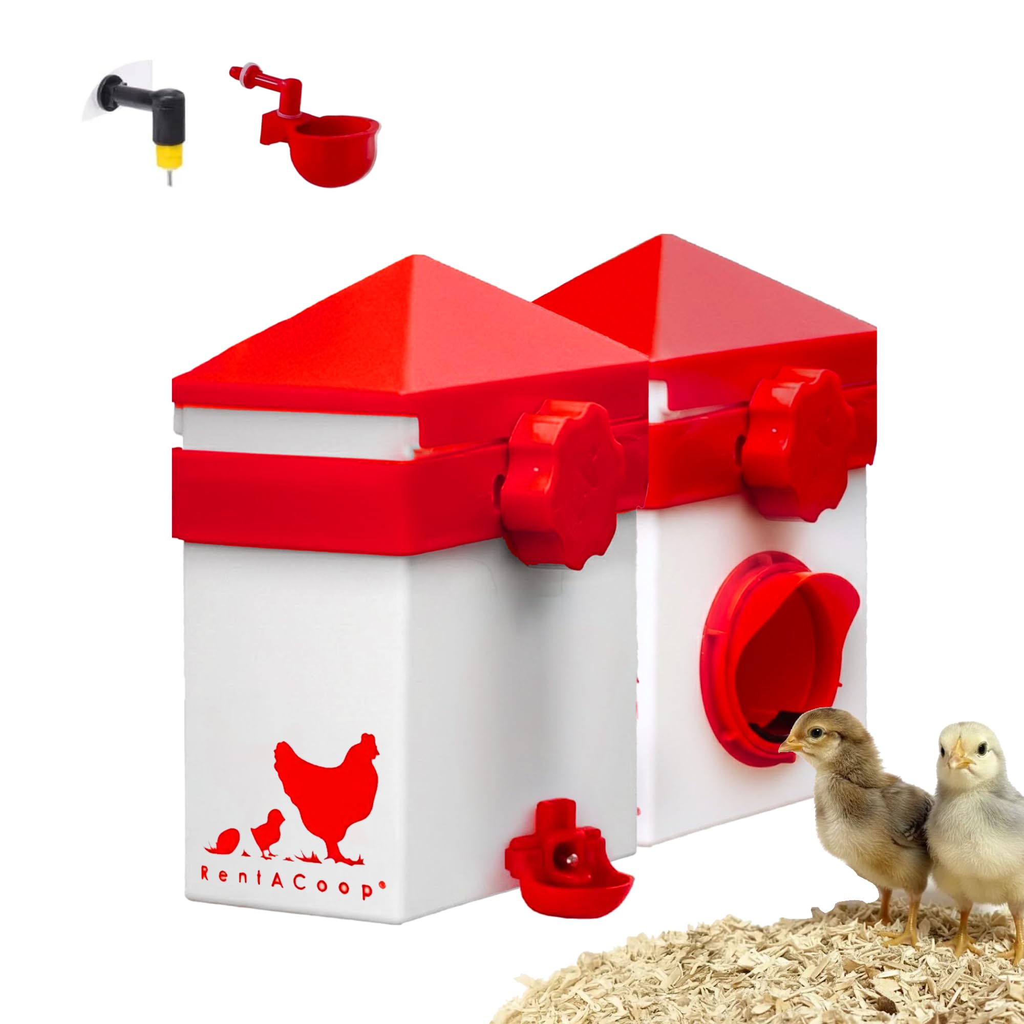 RentACoop Chick2Chicken Futterstation mit mittelgroßem Portwein, 2 Liter, für Küken, Hühner, Wachteln und andere kleine Vögel, 1,1 kg