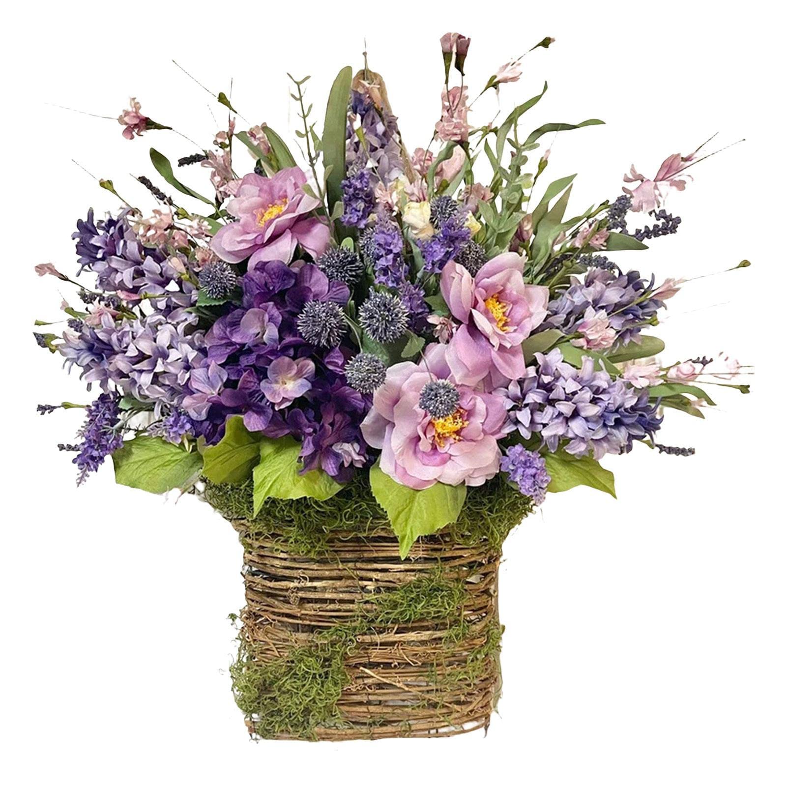 Rianpesn Pink Berry Wildflower Door Hanger Basket Wreath | Versatile Decorative Flower Wreath for Front Door, Home Decor