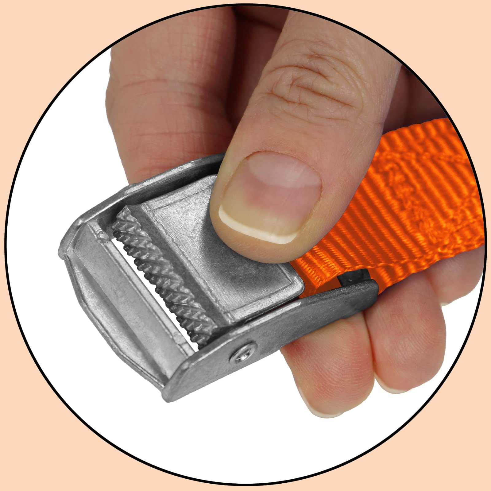 BB Sport Correa de Amarre cinturón de Amarre con Hebilla Resistente a 250 kg DIN EN 12195-2, 4 Piezas 2.5 cm x 2.5 m