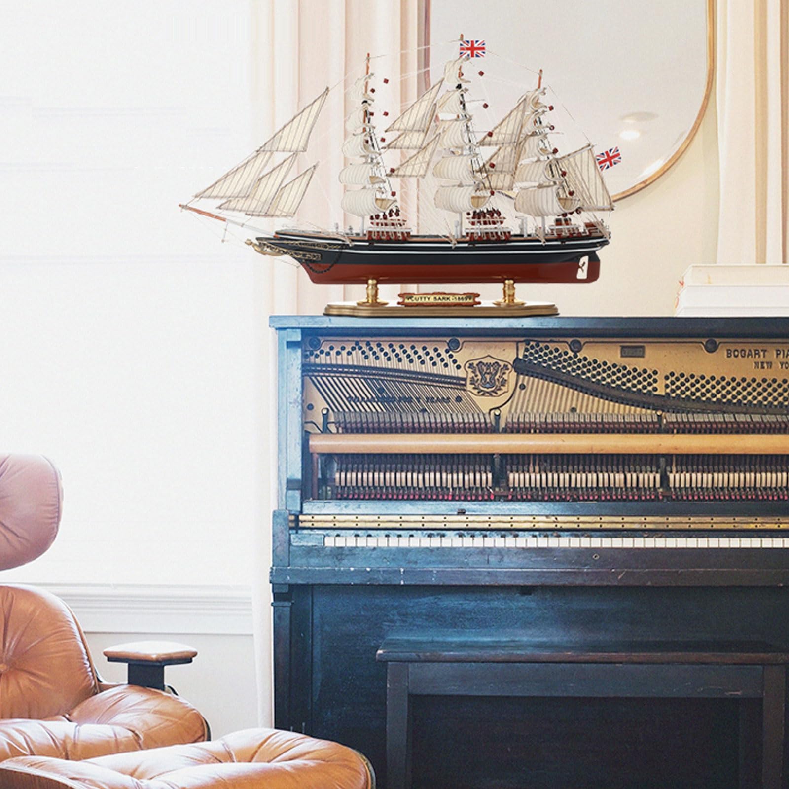 YLME Maqueta De Velero De Madera De 52 Cm Maqueta De Velero De Madera Maciza De Estilo Mediterráneo Adornos Creativos Hechos A Mano De Madera Maciza Adornos Decorativos para El Hogar,Cutty Sark
