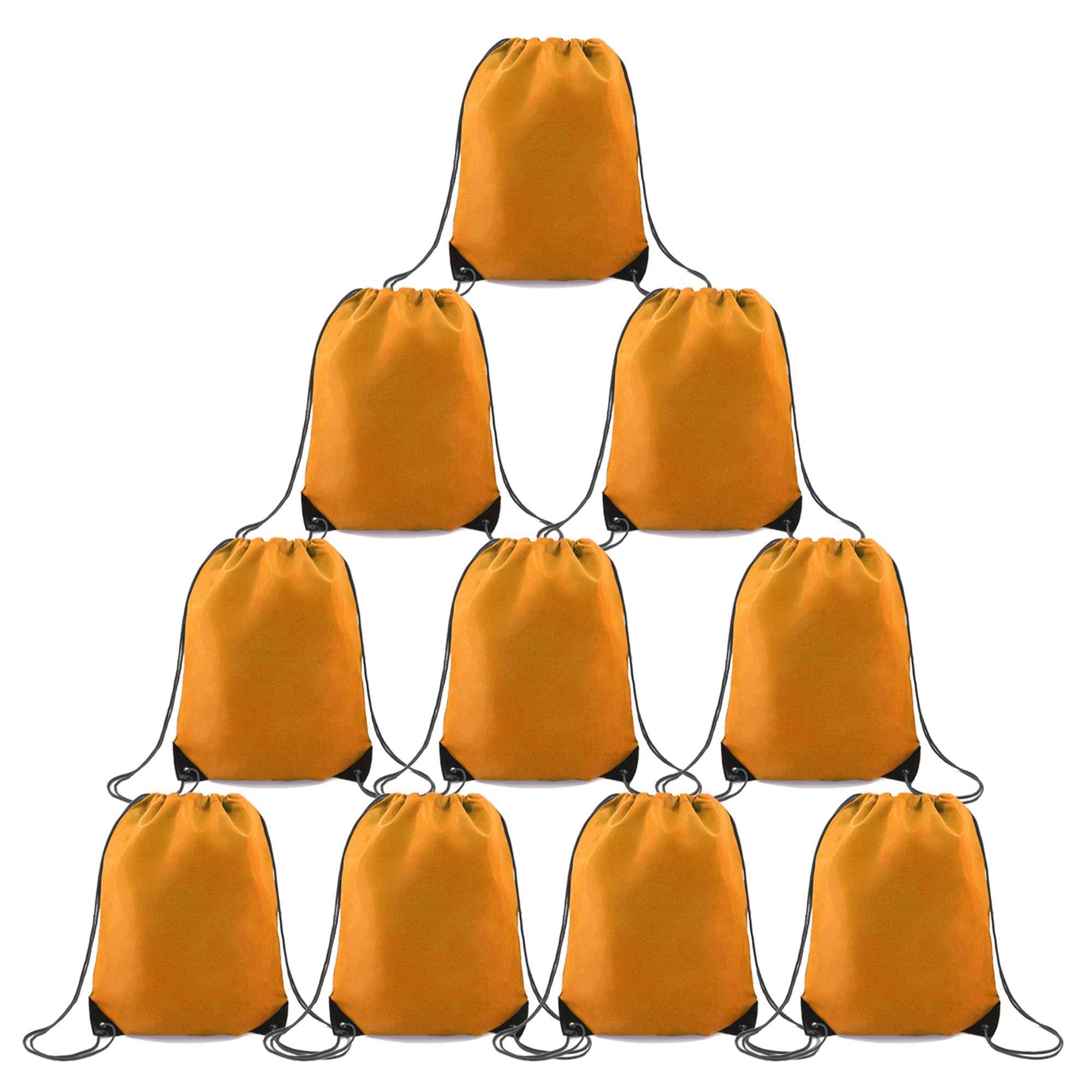 BeeGreen 10 Packs Orange Drawstring Bags for Birthday Party Gym Sports Multipurpose Polyester Cinch Sackpack Bulk for Heat Vinyl Tie Dye Pull String Sinch Sacks
