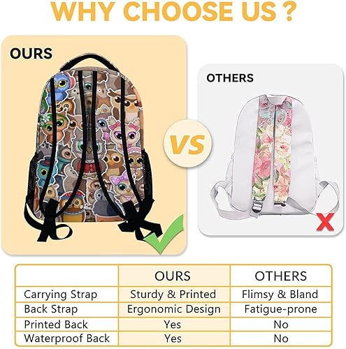 Miniatura 5 de COOPASIA Mochila escolar de búho para niñas y niños, mochila con temática de búhos de 16 pulgadas con correas ajustables, duradera, ligera, Búho2-2,