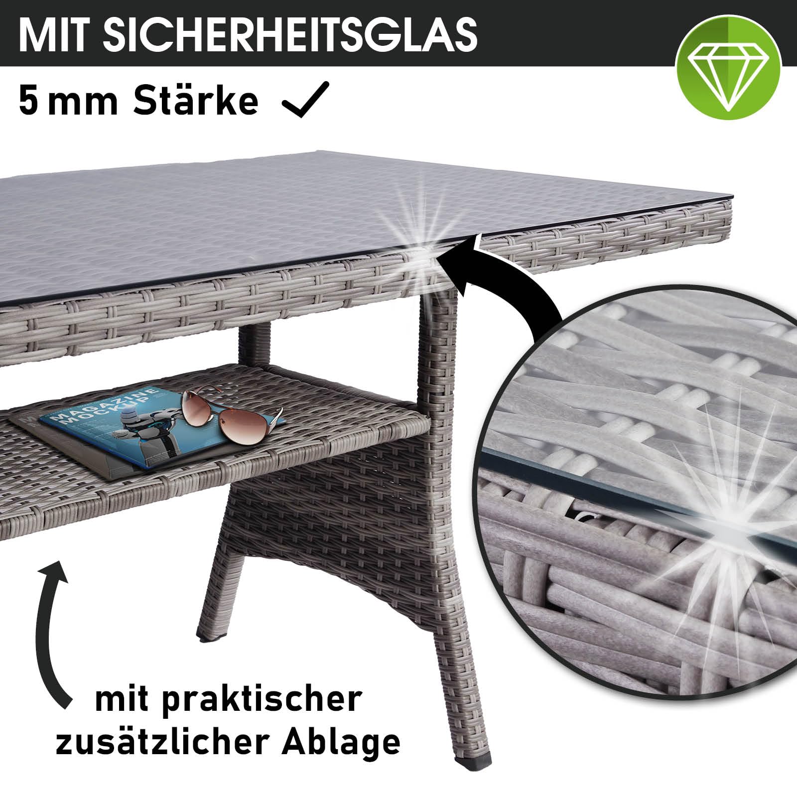 BRAST Gartenmöbel Set Delight | bis zu 7 Personen viele Farben | incl. extra Dicke Kissen | TÜV geprüft | Outdoor Loungemöbel Sitzgruppe Essgruppe Garnitur | Grau/Anthrazit