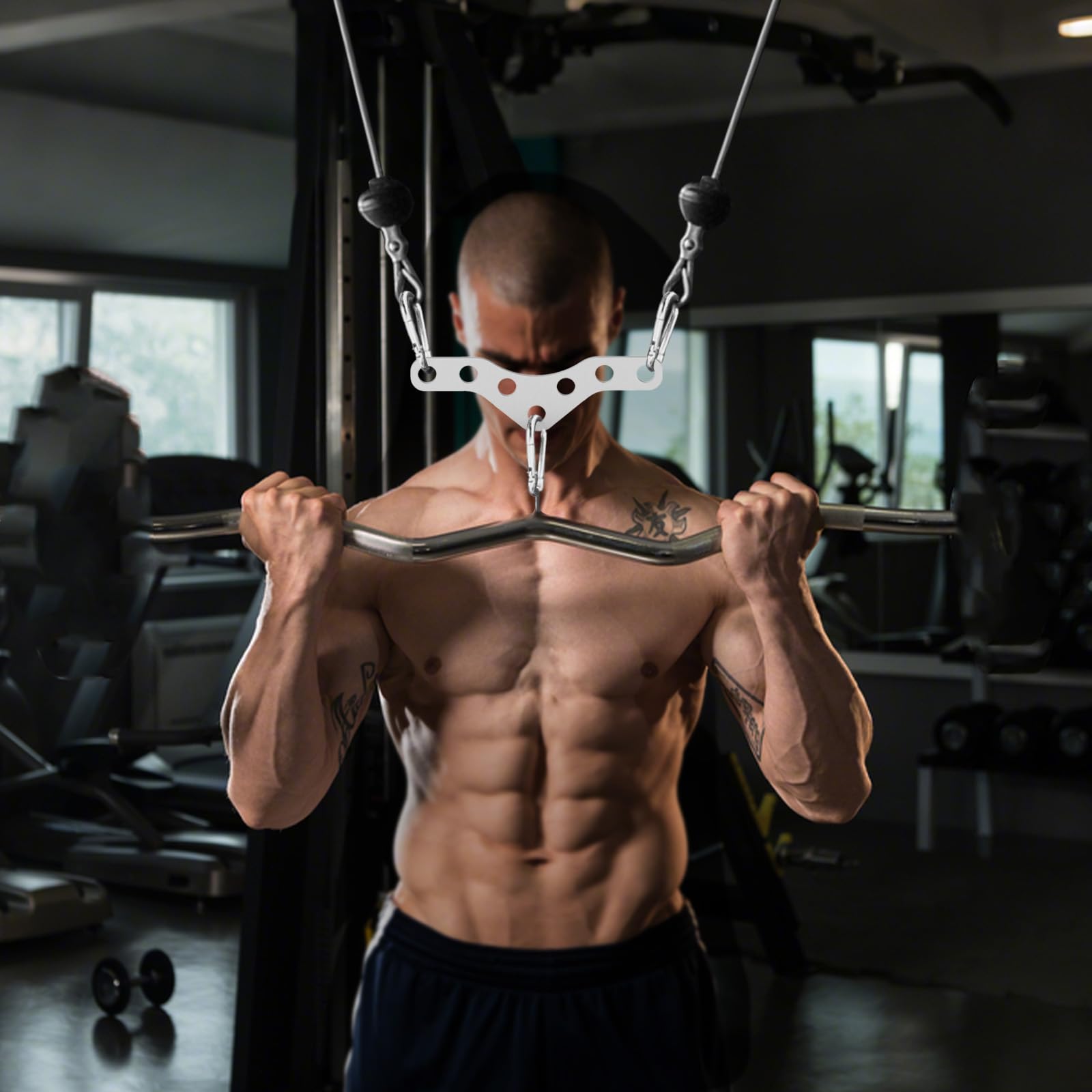 J Bryant Piastra adattatore da doppia a singola puleggia in acciaio inossidabile – Connettore per macchina da palestra con cavi con 3 moschettoni per lat pulldown, tricipiti, bicipiti e allenamento