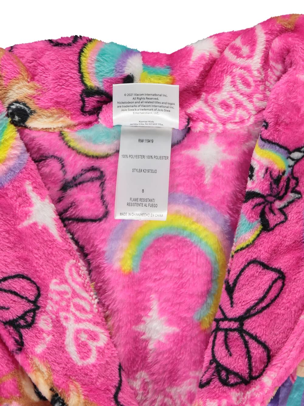 Komar Kids Girls' JoJo Siwa JoJo and BowBow Show Plush Robe (4) Pink (K219733JO4)