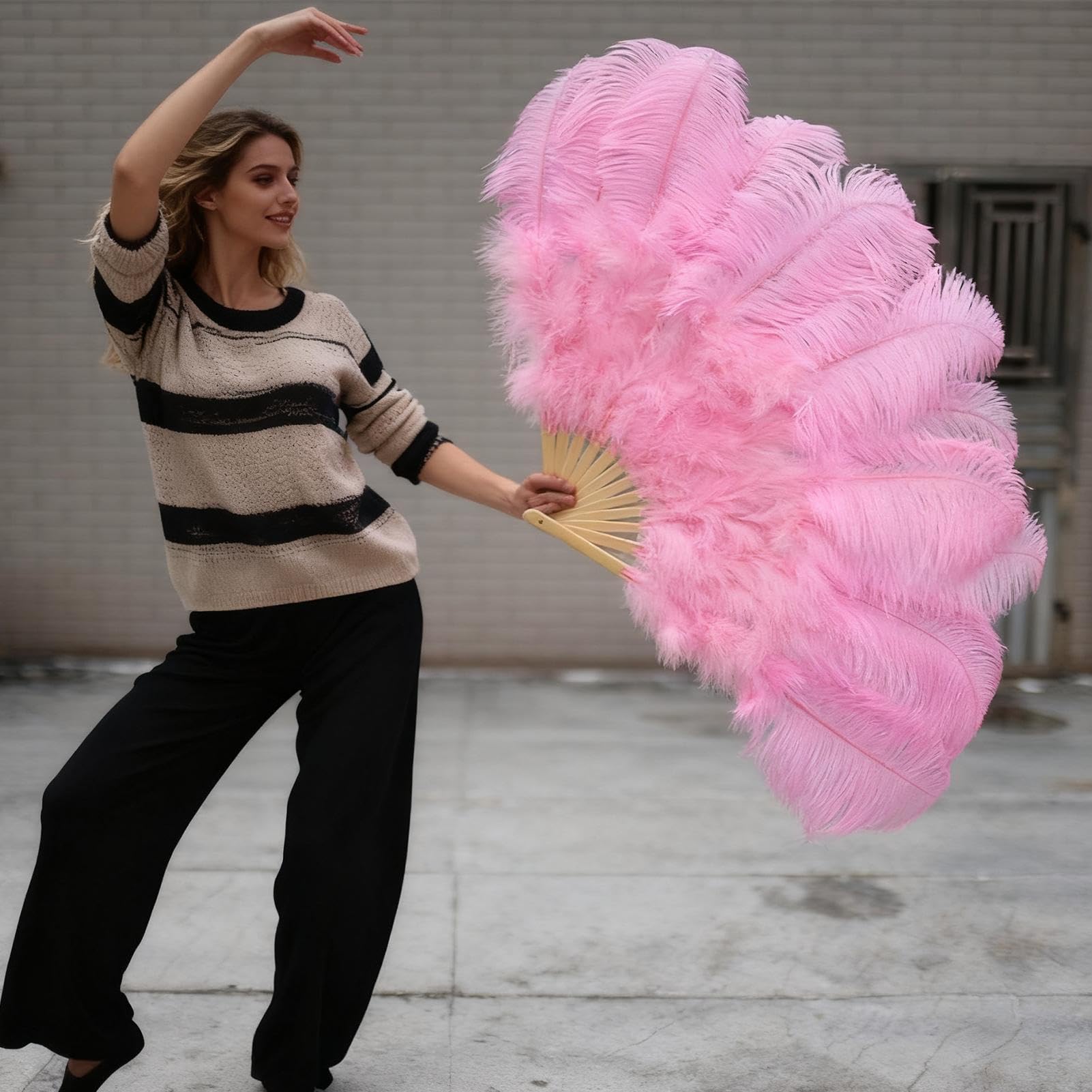 Generisch Ventaglio da danza, accessori per le mani dal design elegante, grandi scomparti per spettacoli di danza, artigianato durevole con movimento delicato, accessorio per danza per teatro di