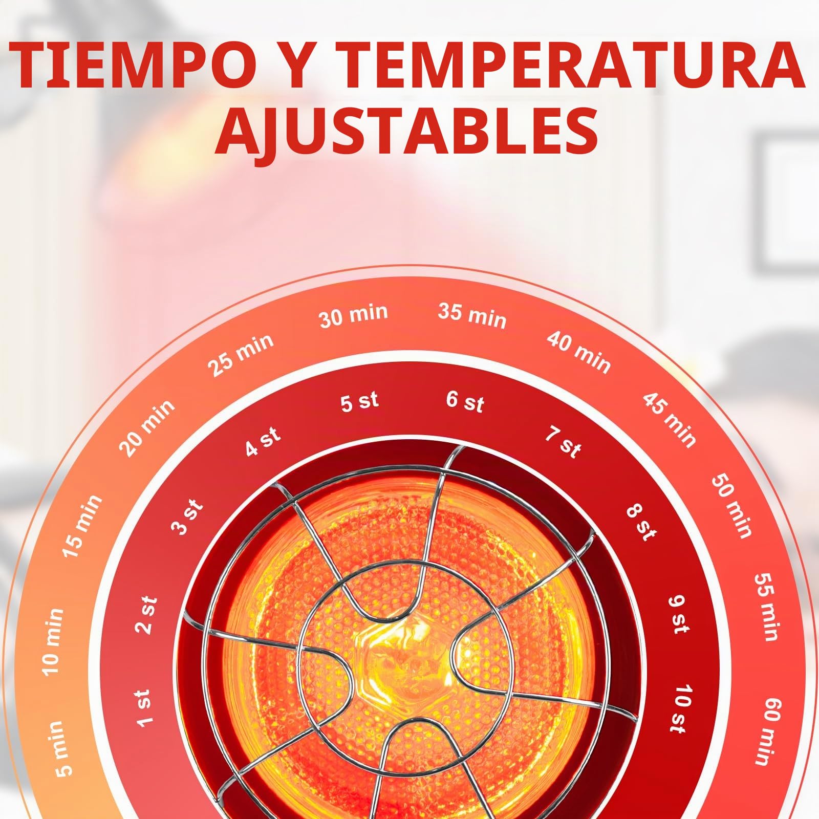 Cozion Lampara In-frarrojos Calor, Lampara In-frarrojos Fisiote-rapia Luz RojaTemporizador Temperatura Ajustable Lampara Luz Roja