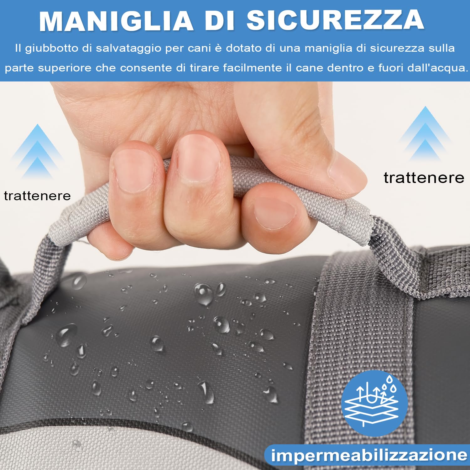 Voarge Giubbotti di salvataggio per cani squalo, Salvagente Cane Squalo con Manico e Catarifrangente, Pet Gilet di sicurezza Costumi da bagno Dog Life VestGrigio, S M (Grau, XS)