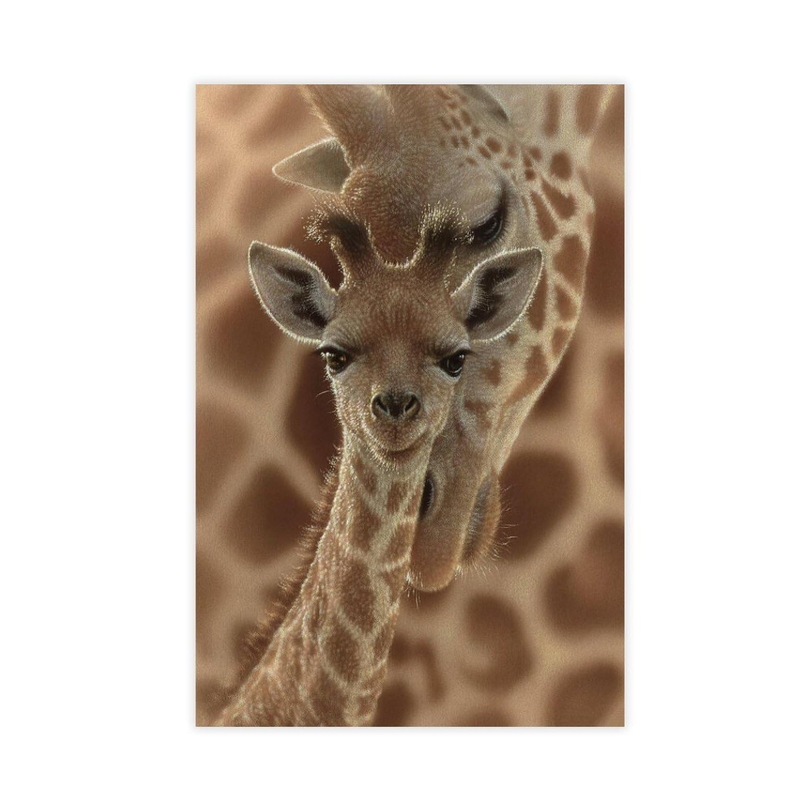 Bareronor Newborn Giraffe Canvas Poster Bedroom Decor Landscape Office Room Decor Gift 12" L X 18" W