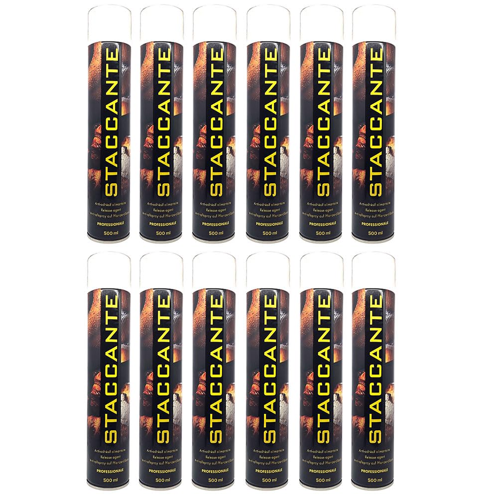 12 pezzi - STACCANTE spray ALIMENTARE per teglie 500ml - spray antiaderente ideale per torte, dolci e salati - per oliare stampi, padelle ecc - VOL 10 ad uso professionale
