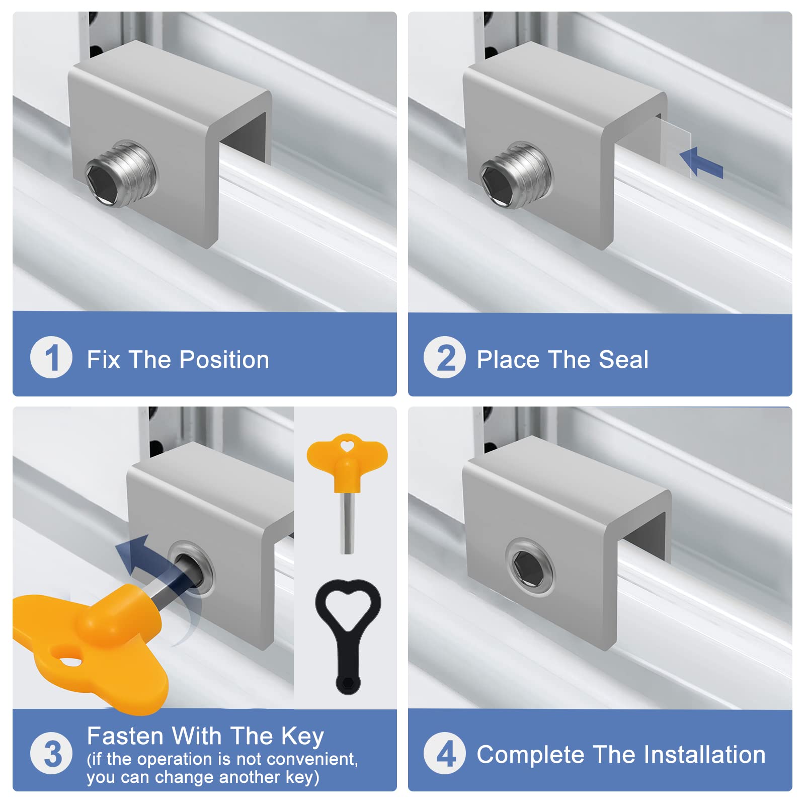 Serrature Regolabili Per Finestre - Set Di 4, Sicurezza Bambini E Antifurto, Facili Da Installare - Foto 8