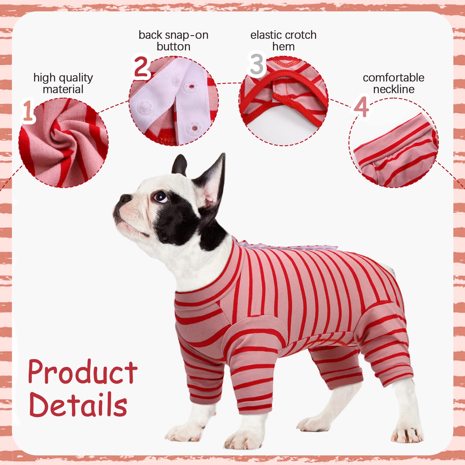 Kuoser Combinaison de récupération pour chien Combinaison à manches longues après une chirurgie Pour la perte de la peau Protection contre les maladies de la peau Pyjama antiléchage