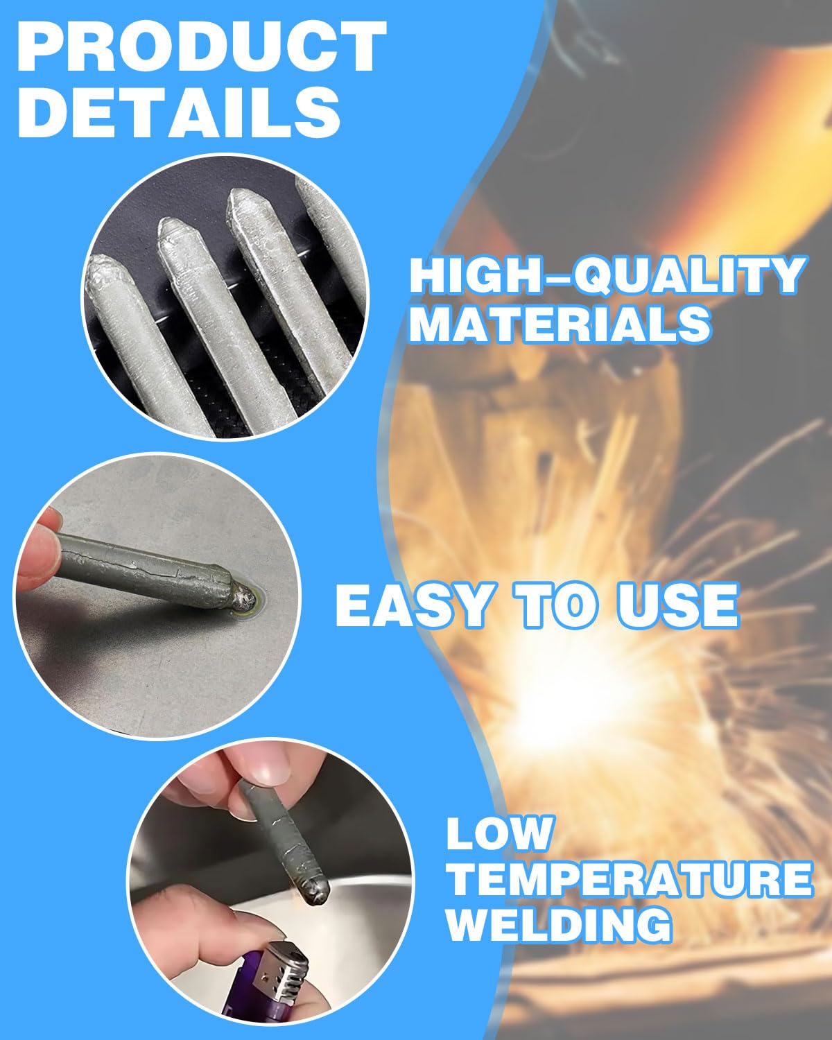 21 Pezzi Barrette per Saldatura a Bassa Temperatura, Bacchette per Saldatura in Alluminio,Per Saldatura a Basse Temperature, Easy Melt Lighter Welding Rod,Per la Riparazione Caldaia