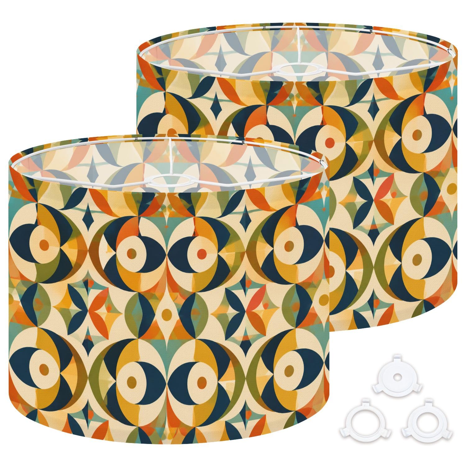 Deruinvaio Multi1 2Pcs 13In Lampshade Lamp Shade Colorful Geometric Circular For Ceiling Light, Table Lamp Floor Lamp Easy Assembly Replacement Light Shade
