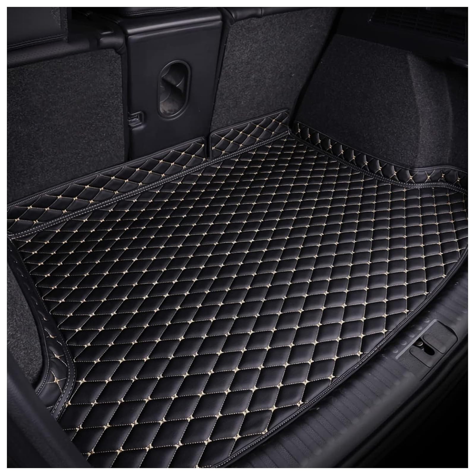 Car Cargo Mat Car Boot Liner for VW Touareg 2011-2016 2017 2018 (Without Partition on The Left Side), Custom Anti-Slip Leather Car Boot Mat, Rear Trunk Mat Protector, Interior Accessories