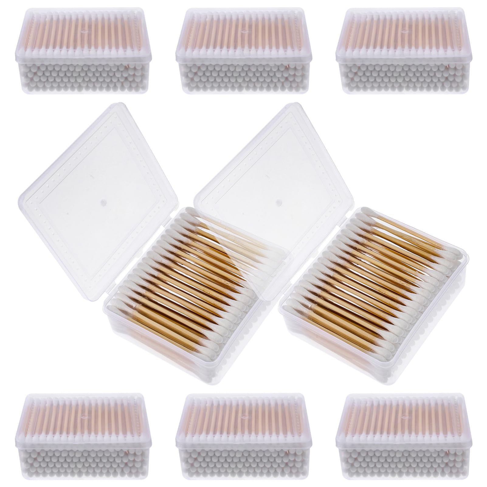 Healeved Cotton Swabs 8 Boxes of Long Cotton Buds Single Time Swabs for Girl Makeup Cotton Sticks Makeup Swabs