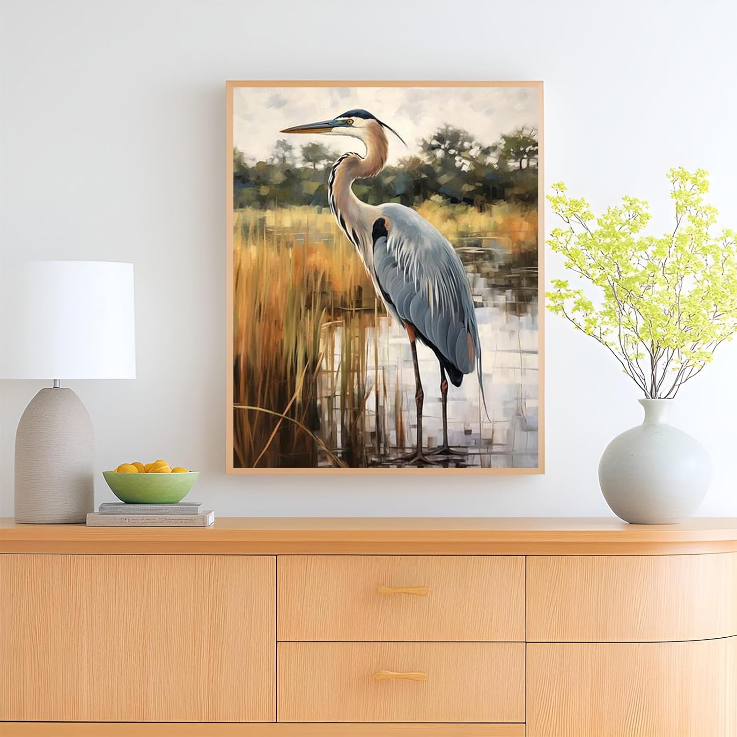 OKSGYTA Paint by Numbers Kit for Adults Beginner DIY Oil Painting Blue Heron Bird, Drawing with Brushes Decor Decorations Gifts 16X20 Inch (Without Frame)