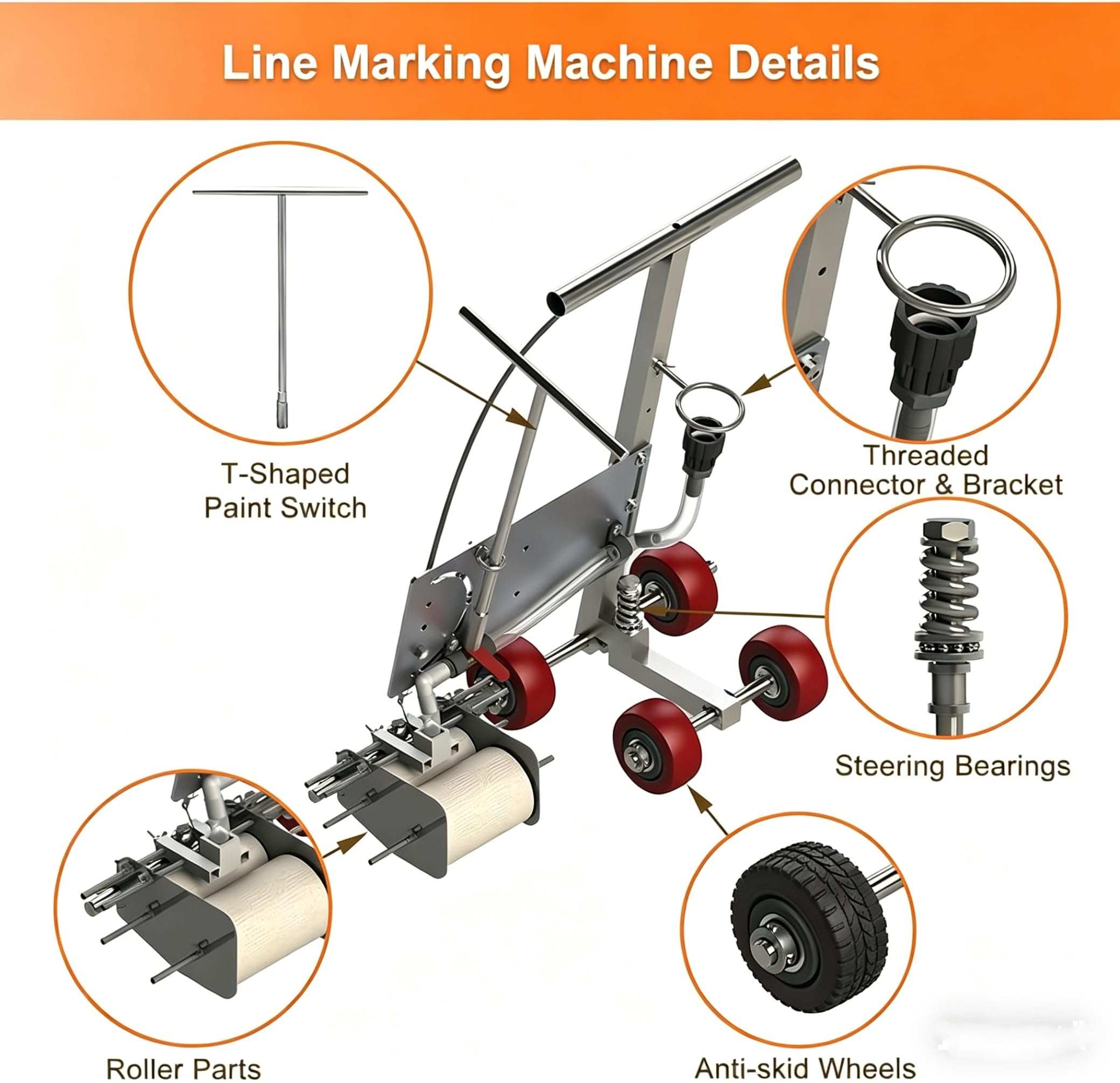 Machine Professionnelle De Marquage De Lignes De Parking, Outil De Traçage À Froid Haute Performance pour Un Marquage Routier Précis Réalisé À La Main, Facile À Utiliser