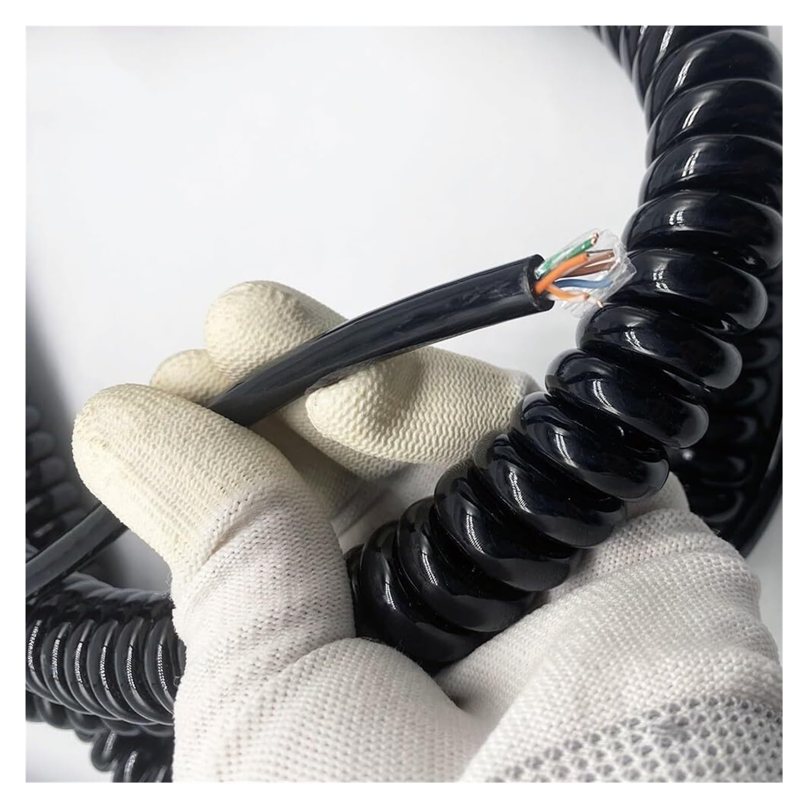 Cavo telefonico Cavo di Rete Flessibile a Spirale, Cavo di Rete a Spirale a 8 conduttori 22AWG, Cavo di schermatura a Molla(Stretch 1 Meters)
