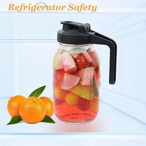 Miniatura 2 de Tapa para jarra con boquilla de vertido y asa, tapas de tarro de boca regular con tapa abatible, boquilla de fácil vertido, hermética, a prueba de