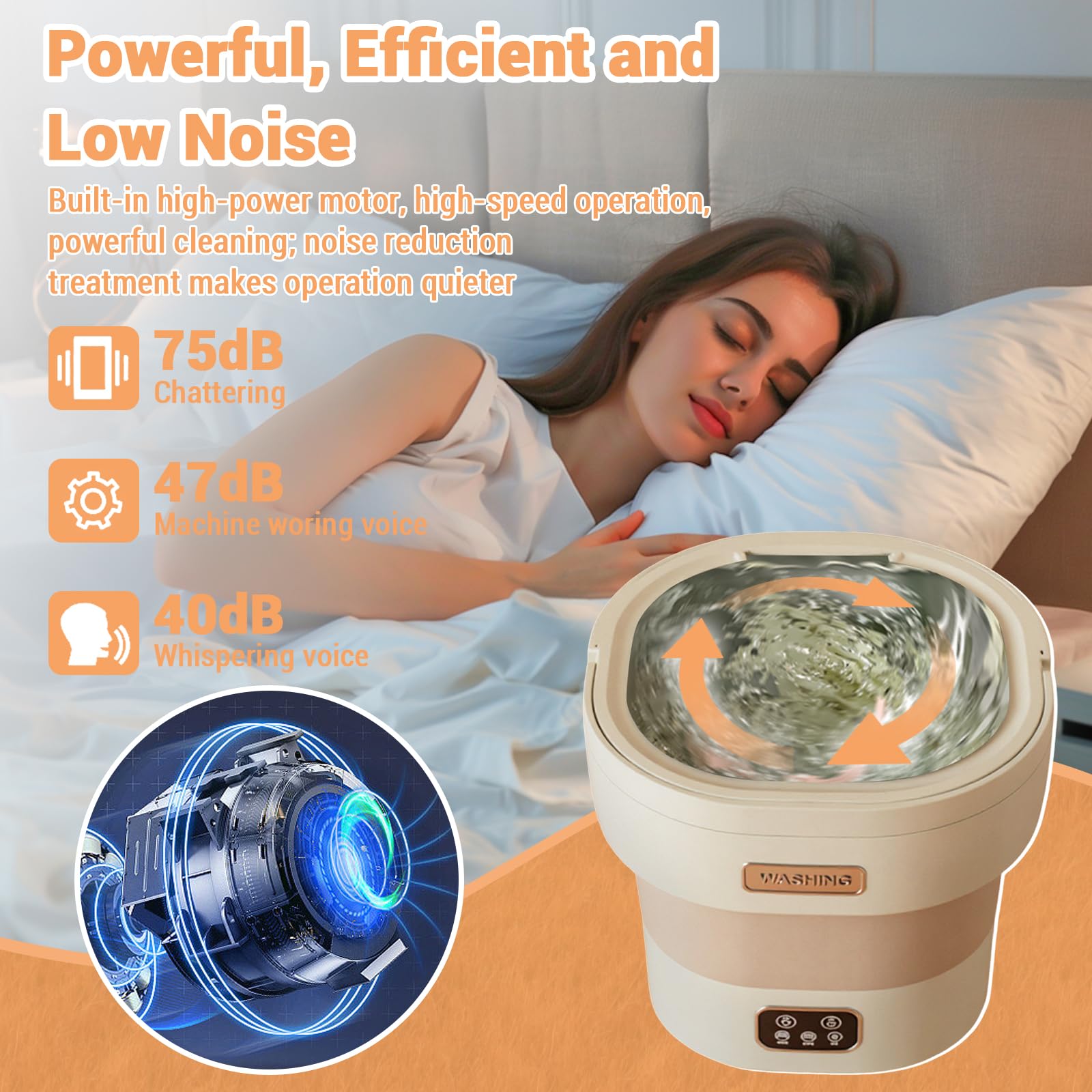 12L Portable Washing Machine with Spin Dryer, Mini Washing Machine with 2 Cleaning Modes & Touchscreen One-Button Operation, Small Washer for Underwear Baby Clothes Socks for Apartment Dorm Camping -A — view 5