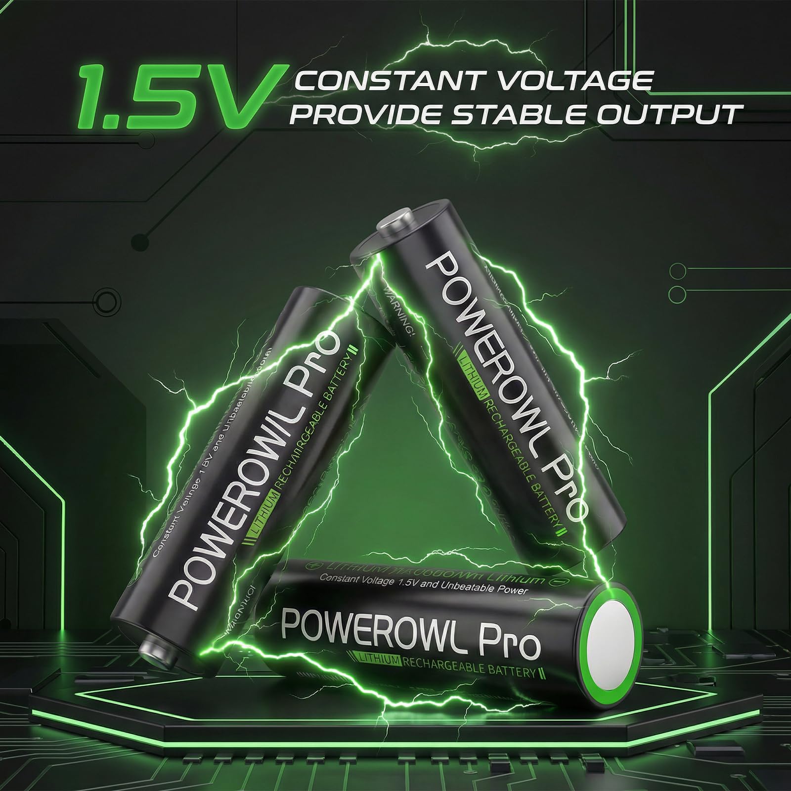 POWEROWL Rechargeable Lithium AA Batteries 8 Pack with Charger, 1.5V Stable Output 3600mWh Double A Battery with Lithium/NiMH Charger Storage Box for Camera/Game Controller — view 3