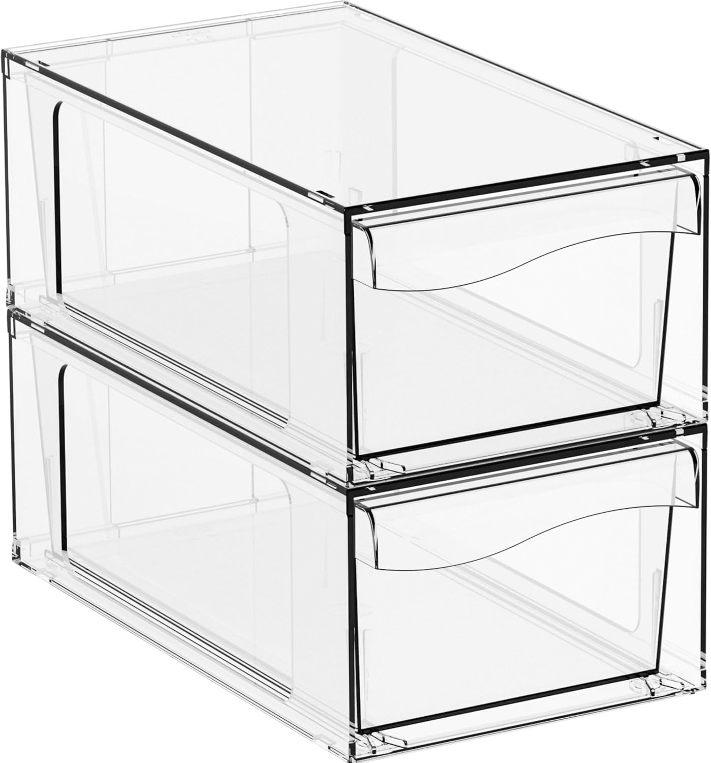 Yieach 12"W Clear Stackable Storage Drawers,3 Pack Pull Out Acrylic Drawers Organizer for Desk,Vanity,Bathroom,Plastic Office Supply Organizers And Storage Bins for Pen,Pencil,Craft,Sunglass,Medicine