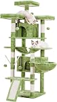 Hey-brother Cat Tree, 71 inches XL Large Cat Tower for Indoor Cats, Multi-Level Cat House with 3 Padded Perches, Big Scratcher, Cozy Basket, 2 Cat Condos and Scratching Posts, Smoky Gray MPJ034G