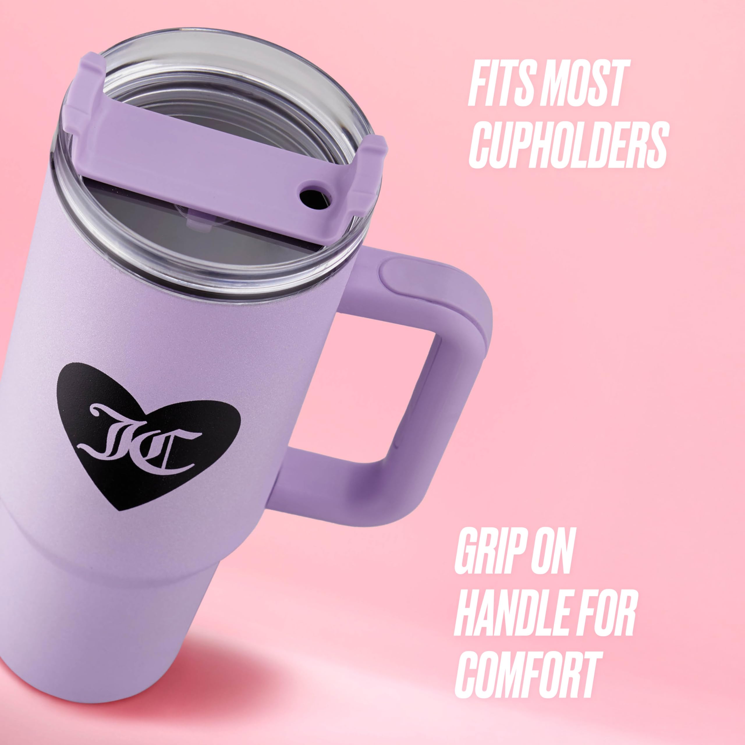 Juicy Couture Jetsetter 40oz Tumbler with Handle and Straw Toppere