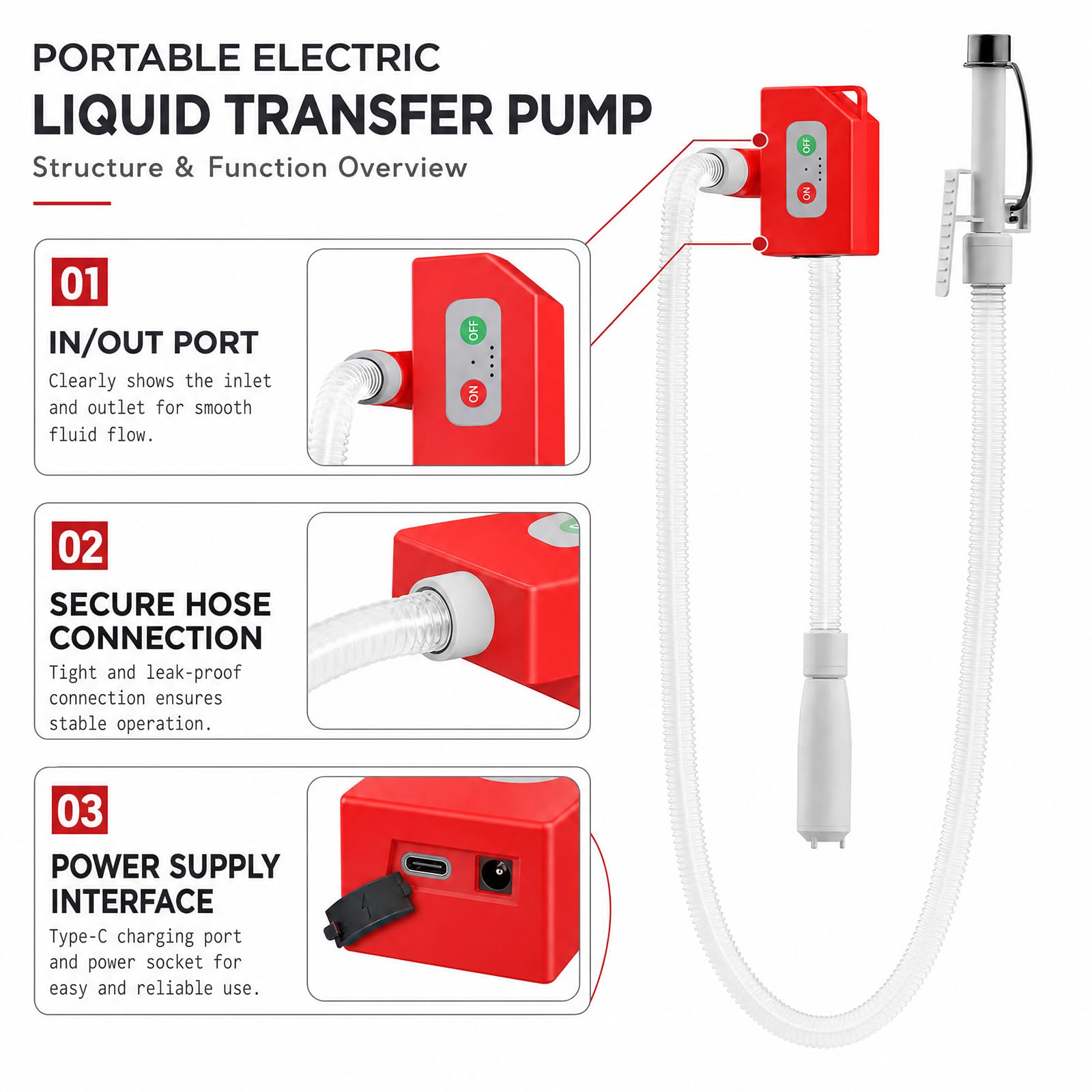 Bomba de combustible eléctrica, bomba de líquido portátil, sensor de parada automática de 2,4 GPM, bomba de gasolina, bomba de aceite para aceite, agua, gasolina, diésel con motor sin escobillas y