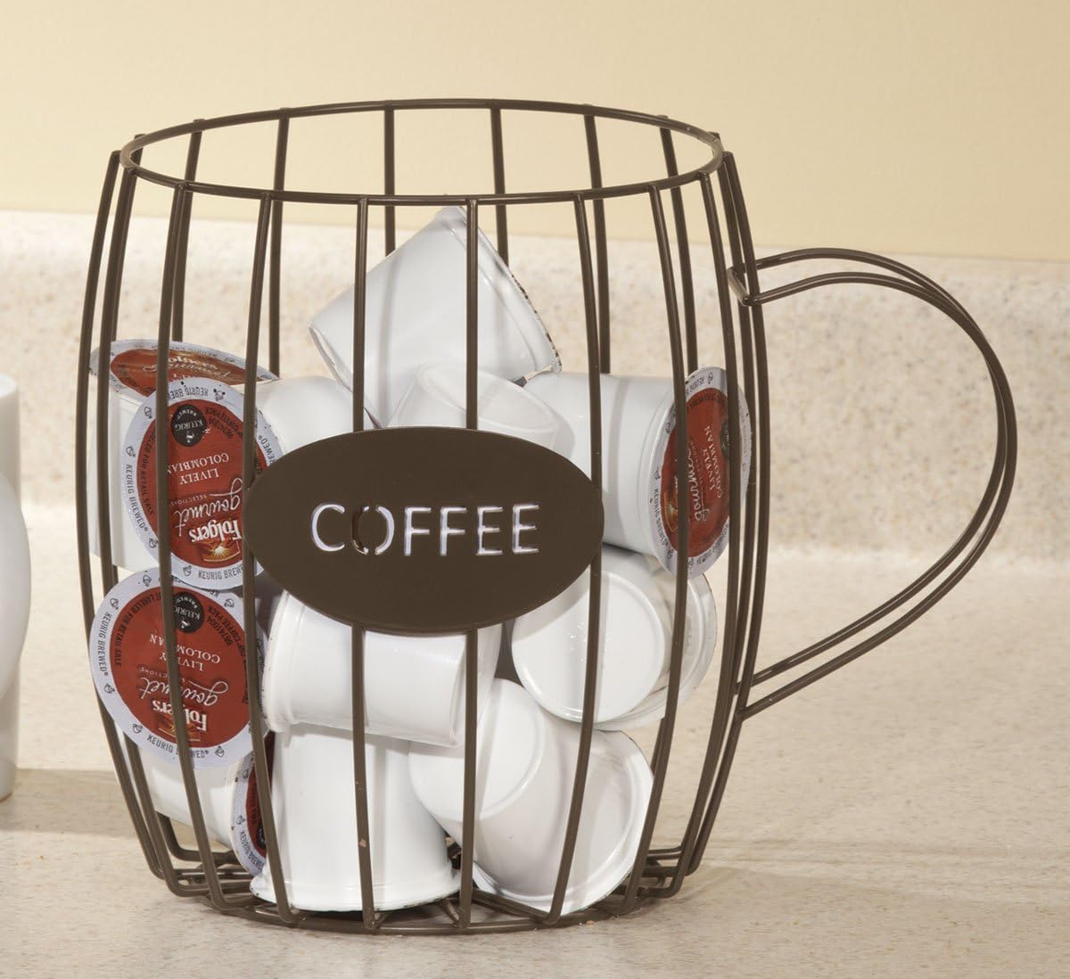 Miles Kimball Coffee Cup Wire Basket, Brown, One Size Fits All