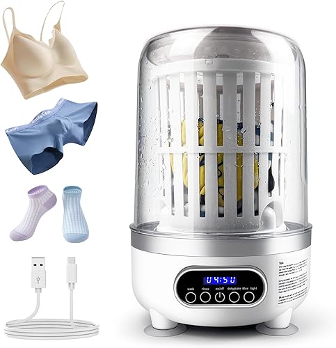 Mini lavadora portátil | Compacta limpia profundamente ropa interior, ropa de bebé, ropa pequeña | Tipo C, secado por centrifugado y batería UV/4000
