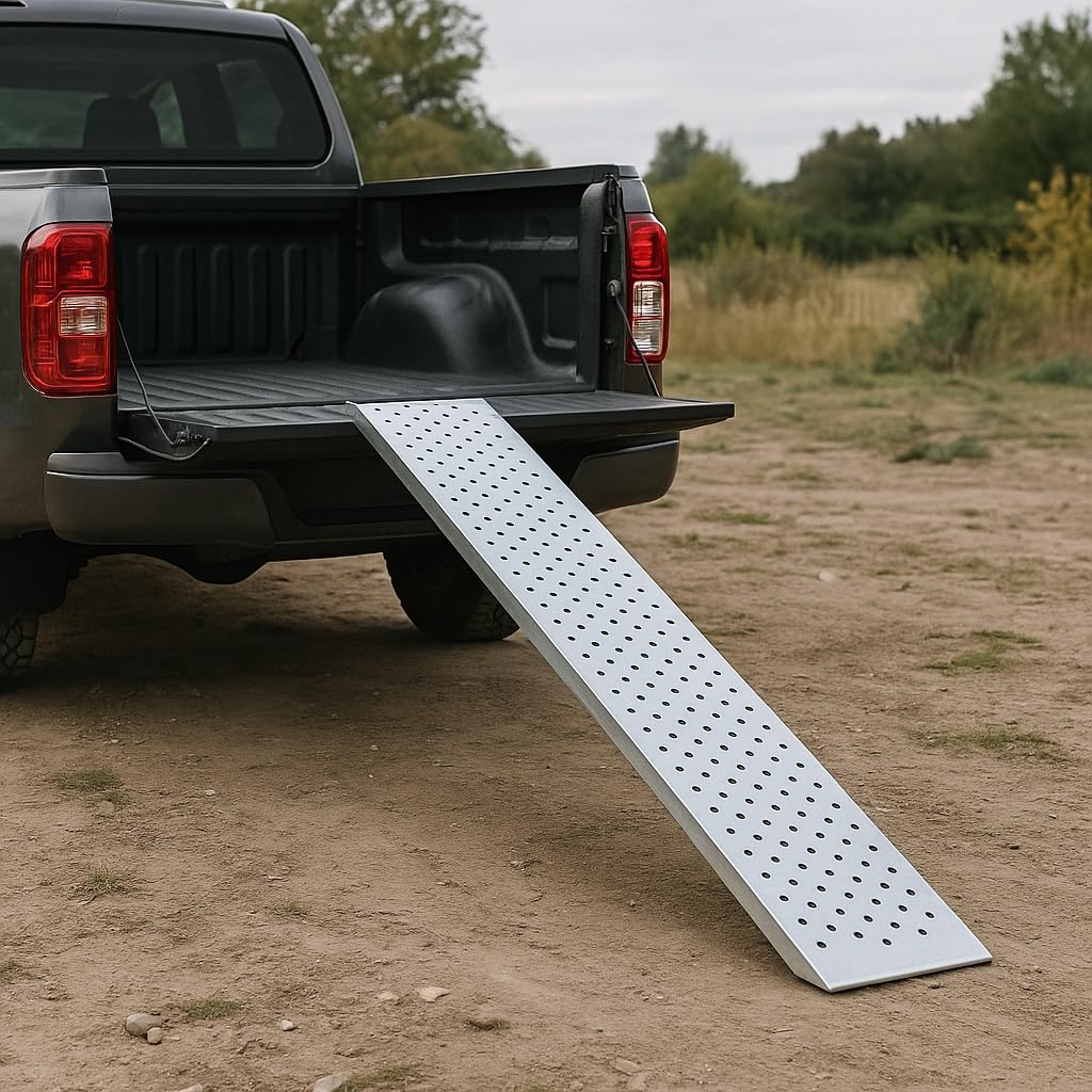 Wiltec Lot de 2X Rampe de Chargement 1600 x 225 x 45 mm – capacité de Charge Max. 400 kg – en Acier galvanisé – Surface antidérapante Profil troué – Rampe d'accès Utilitaire Moto ATV Quad remorque