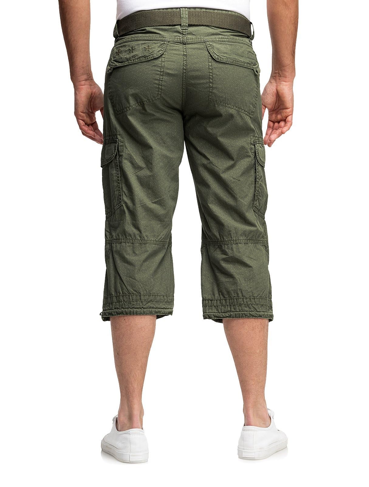 Timezone Herren 3/4 Cargo Hose Loose MILESTZ - Loose Fit -Schwarz Grau Baumwolle