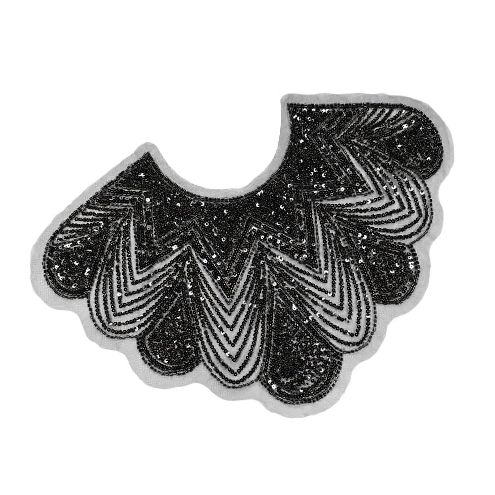 carotoe Embellished Meshes Neckline Applique with Rhinestones and Sequins for Dresses and Formal Wear Sequined Neckline Applique