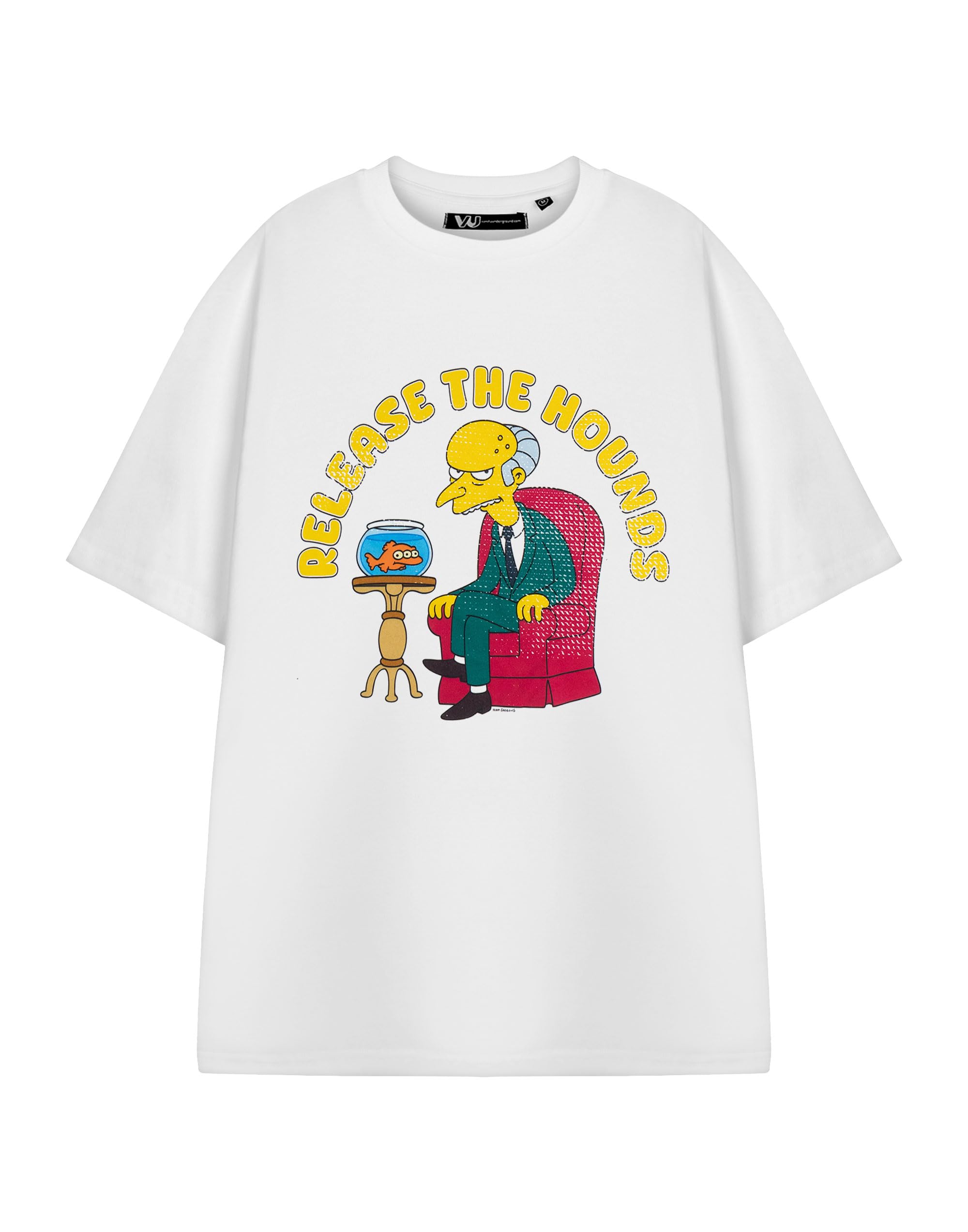 Vanilla Underground Men's White The Simpsons Release The Hounds Short Sleeved T-Shirt - Small