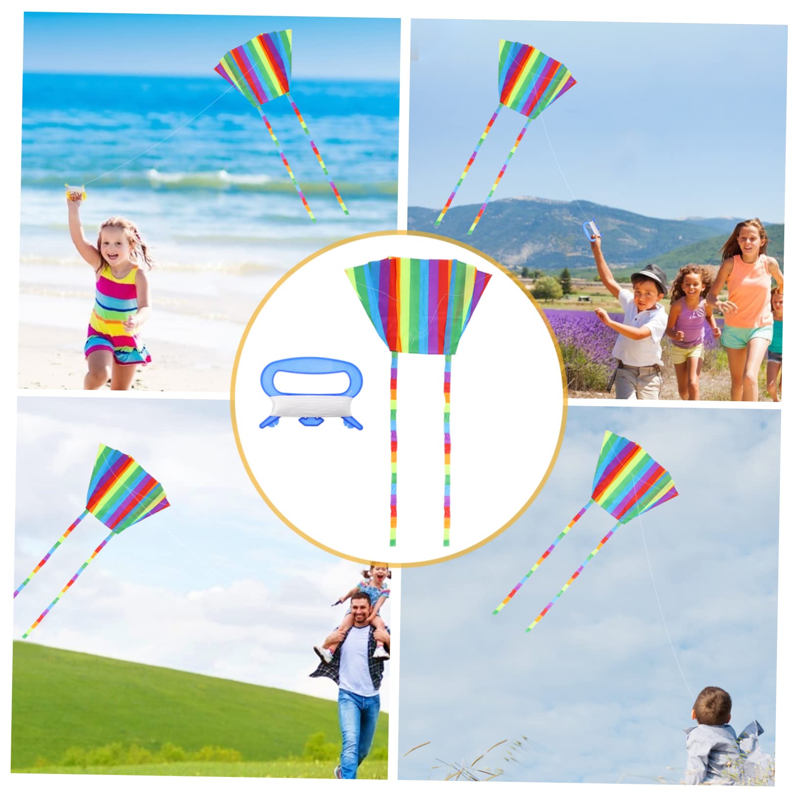 Vaguelly 1 Set Rainbow Soft Pocket Kites for Easy to Fly Cartoon Design Outdoor Activity for Material Fun Long Tail Kites for Family Enjoyment