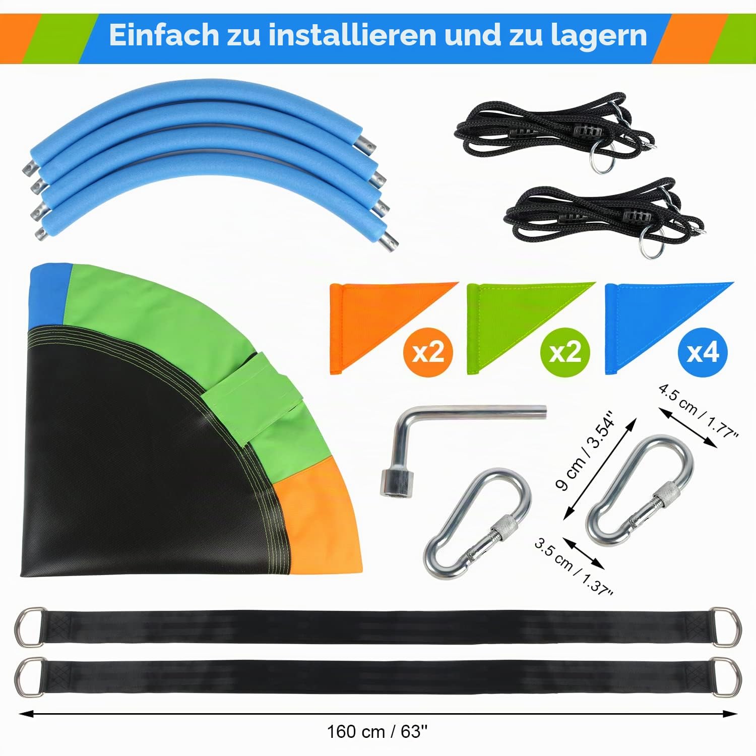 Leogreen nestschaukel Indoor Outdoor tellerschaukel Ø 120 cm | bis 300 kg belastbar, Höhe verstellbar 100-180 cm, Gartenschaukel inkl. Befestigungsset für Outdoor & Garten
