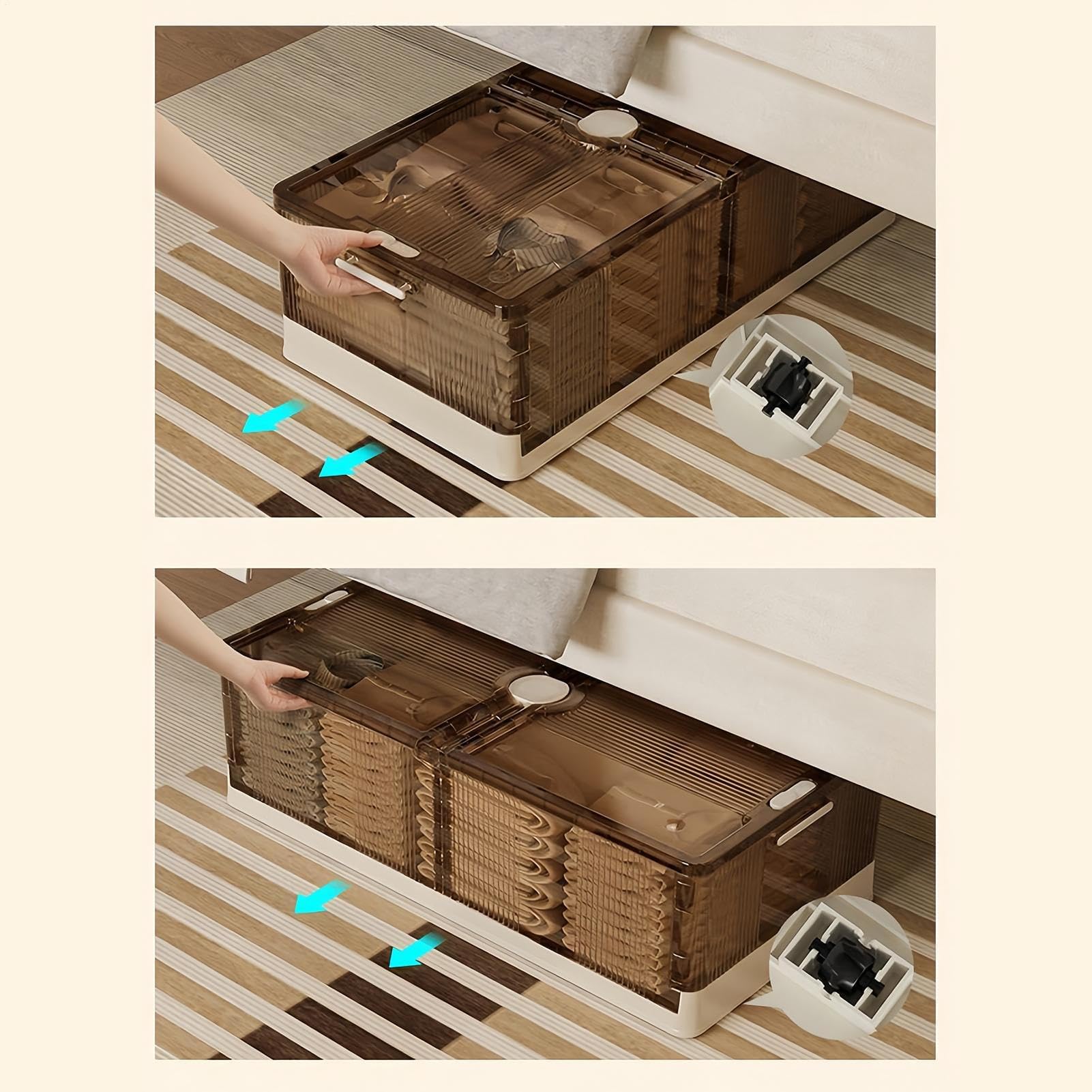Unterbett-Aufbewahrungsbehälter, mobiler Schrank-Organizer, Mehrzweckzubehör für Kleidung, Schuhe, Spielzeug, Decken – ideal für Schlafsäle und Wohnungen