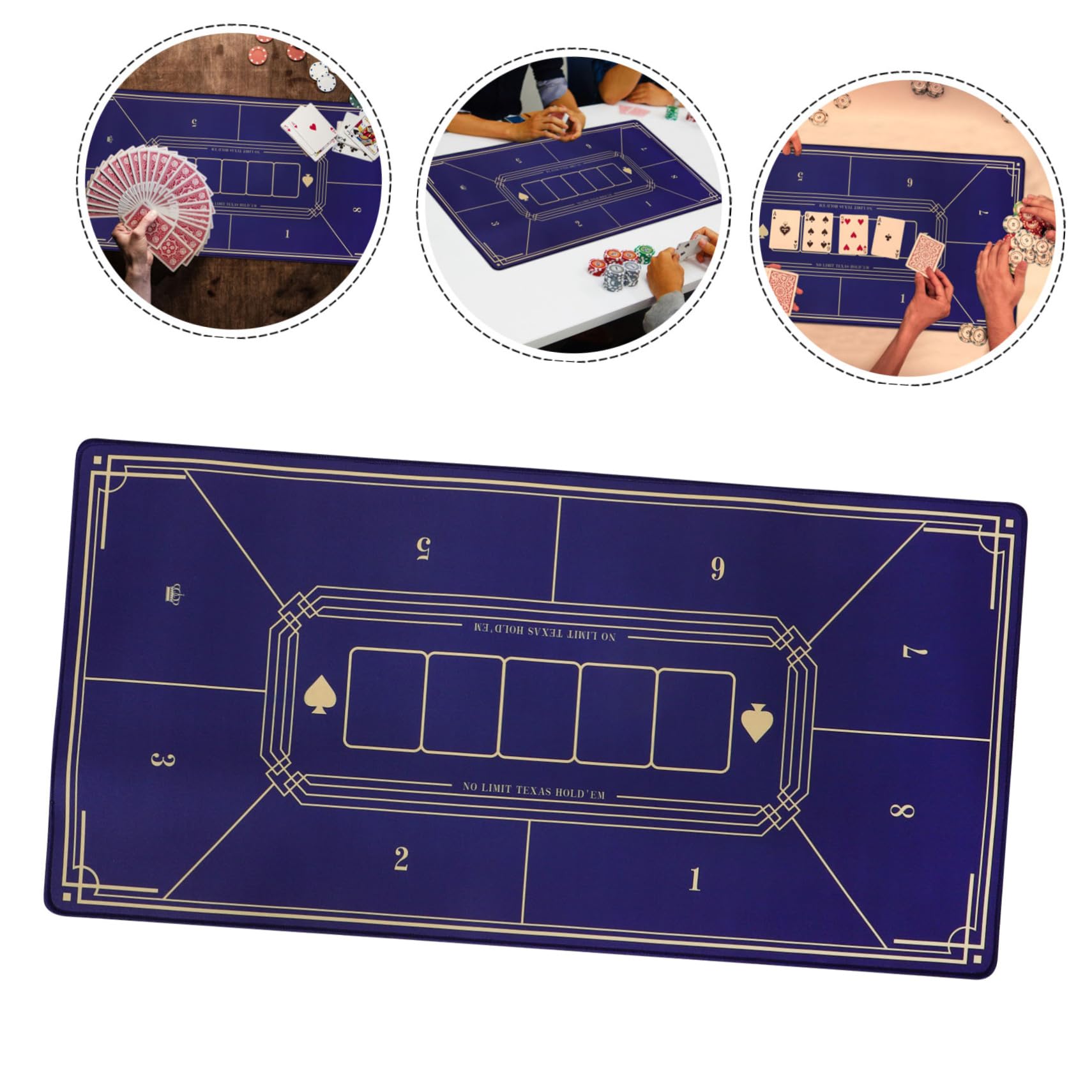 VICASKY Pokerpad Pokerspielmatte aus Kunstharz und Gummi Leicht zu Reinigen Vielseitig Passend für Pokerabende und Heimunterhaltung Farbe Blau