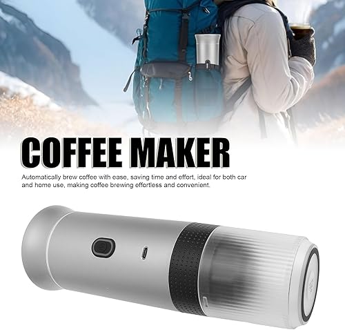 Miniatura 2 de ZJchao Cafetera de viaje, mini cafetera portátil automática de cápsulas, cafetera portátil con cuchara para automóvil, camping, viajes, oficina en