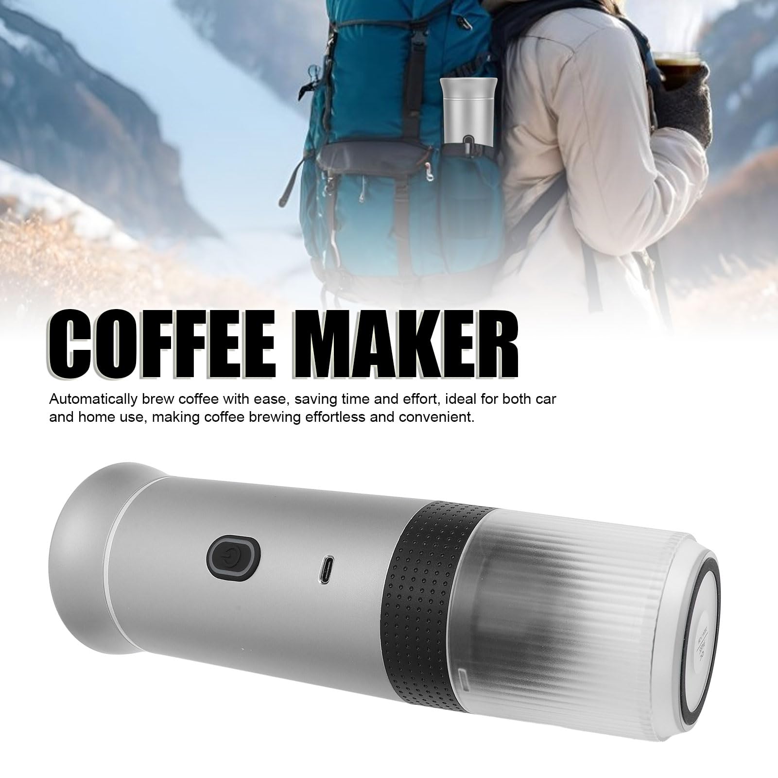 Bewinner Portable Espresso Coffee Machine for Travel, 12V Electric Battery Powered Coffee Makers for Camping, Car Coffee Maker Automatic for RV, Hiking, Office