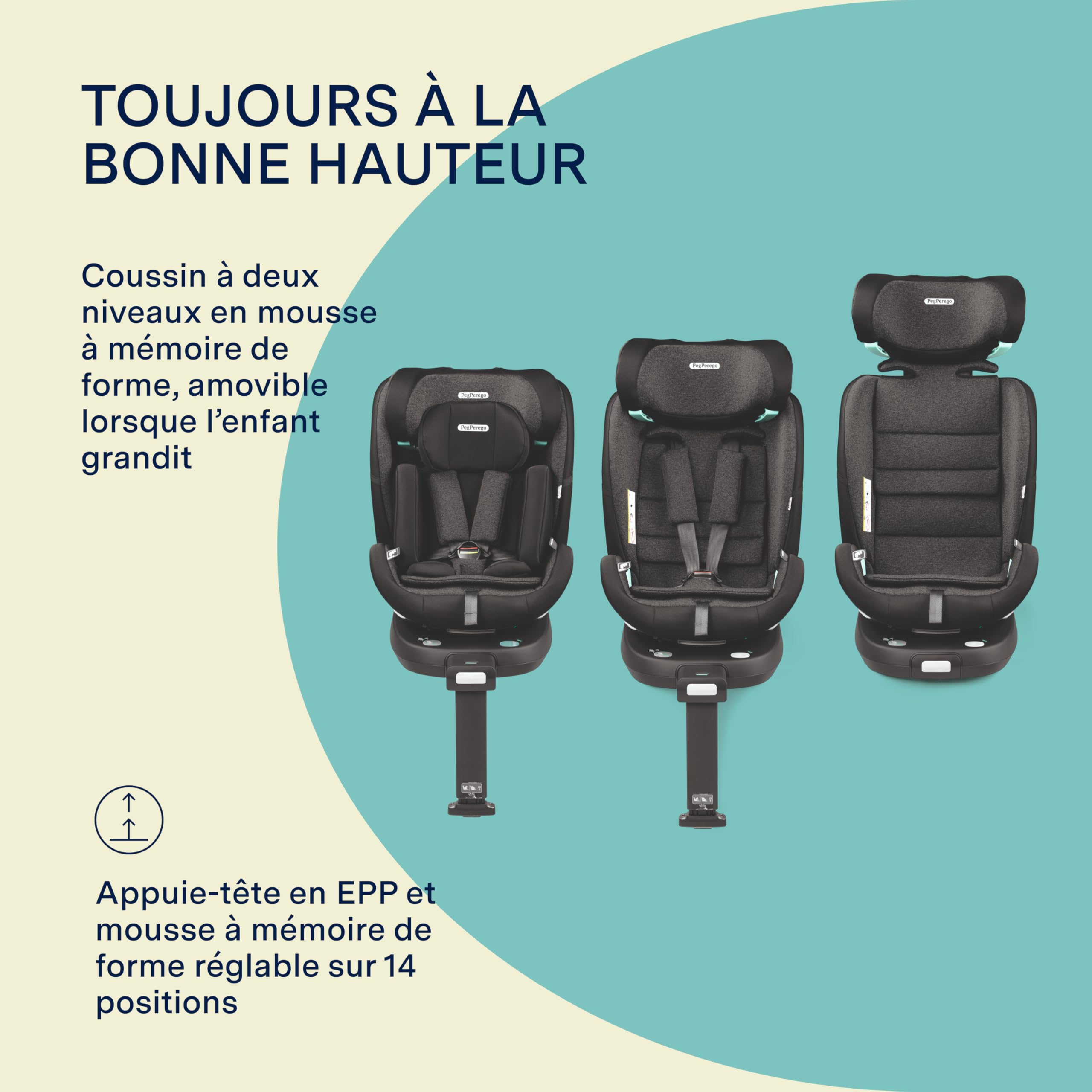 PEG Primo Viaggio 360 EVO, Siège Auto i-Size Pivotant 360°, 40-150 cm, 0-12 ans, 0-36 kg, Évolutif et Inclinable, avec Base ISOFIX, Planet