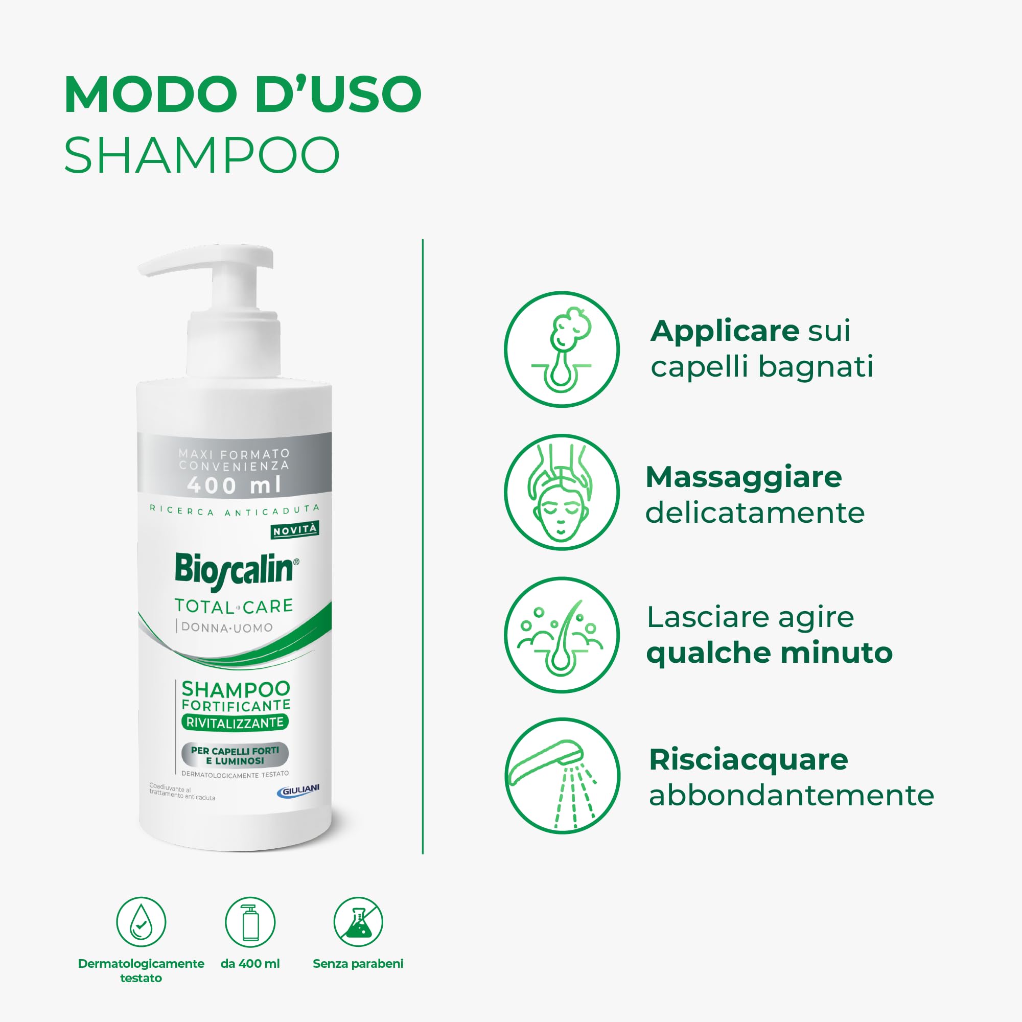 Bioscalin TOTAL•CARE – Kit Capelli – Trattamento 6 settimane - Attivatore Capillare 10 ml + Shampoo Fortificante Rivitalizzante 400 ml, Anticaduta, Donna e Uomo
