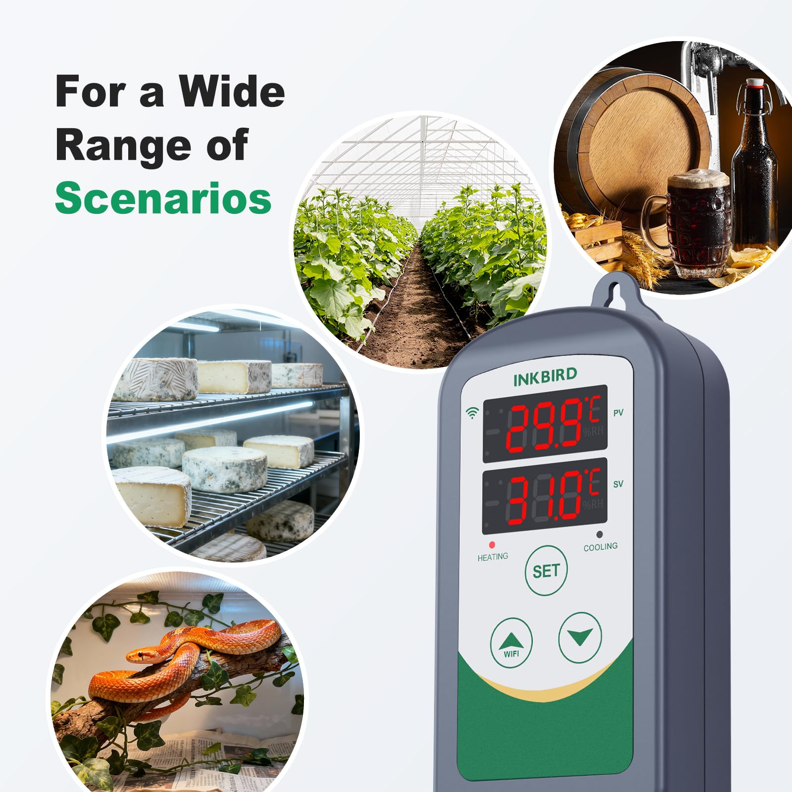 Inkbird ITC-308-WIFI Termostat chłodzenia ogrzewania, kontroler temperatury gniazda za pomocą aplikacji