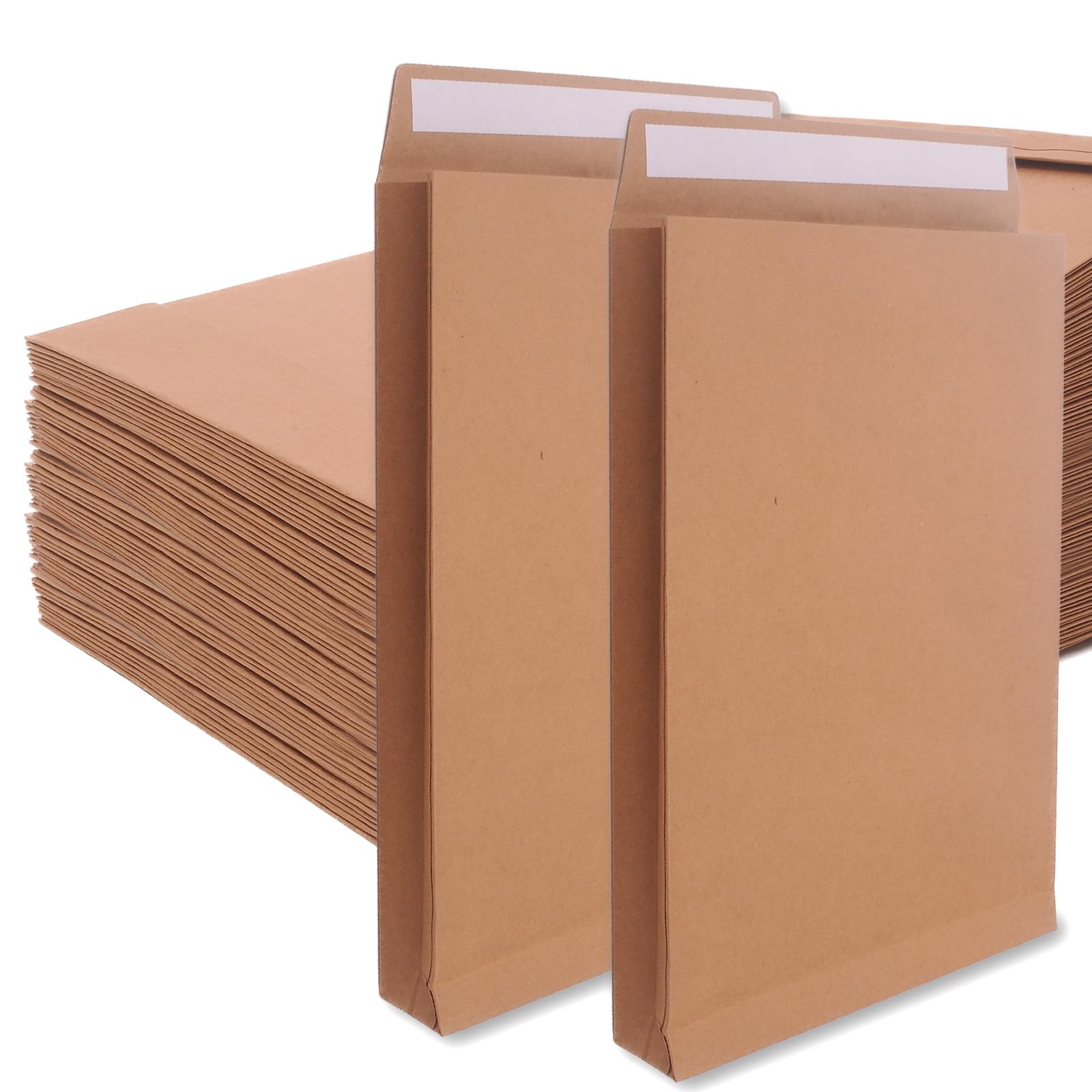 KOELEA 50 Pack C4 Envelopes Peel and Seal, 40mm Expanding Large A4 Envelopes, 180gsm Brown Envelope Kraft Envelopes Gusset Envelopes for Magazines Documents Photos Mailing – 335 x 238 x 40mm
