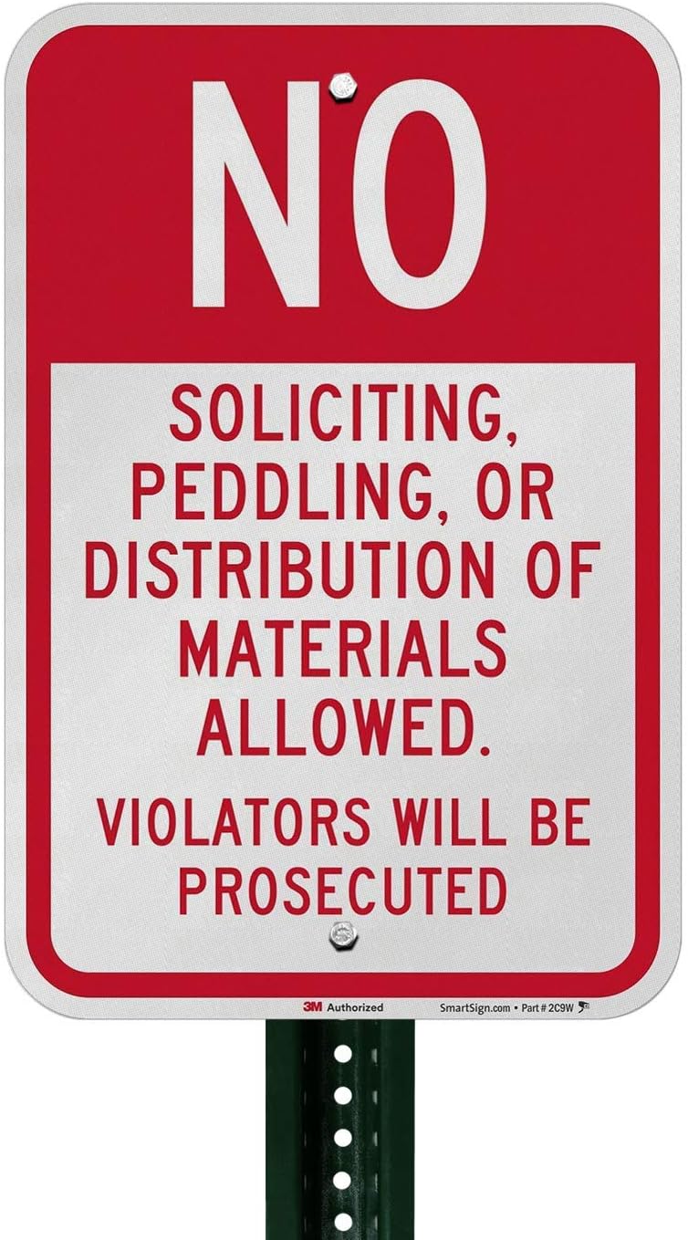 Tор Rаtеd SmartSign-K-7471-EG No Soliciting, Peddling Or Distribution Of Materials Sign | 12 x 18 3M Engineer Grade Reflective Aluminum 50% оƒƒ Dіѕсоunt SmartSign-K-7471-EG No Soliciting, Peddling Or Distribution Of Materials Sign | 12 x 18 3M Engineer Grade Reflective Aluminum