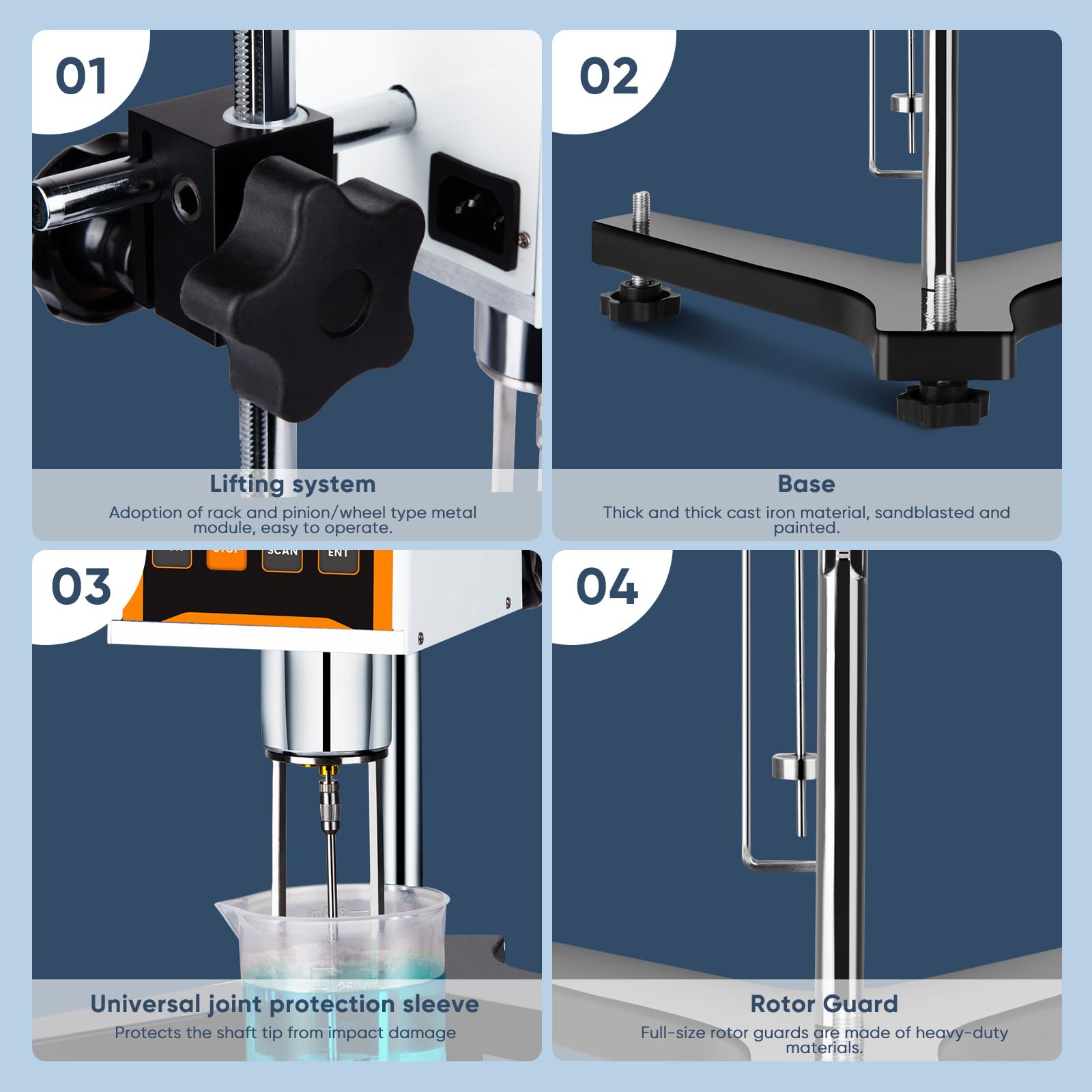 Viscosímetro giratorio digital con 4 rotores y sonda de temperatura, medidor de viscosidad de laboratorio con tintas de salida de datos, pinturas, recubrimientos, adhesivos, grasas, cosméticos 10