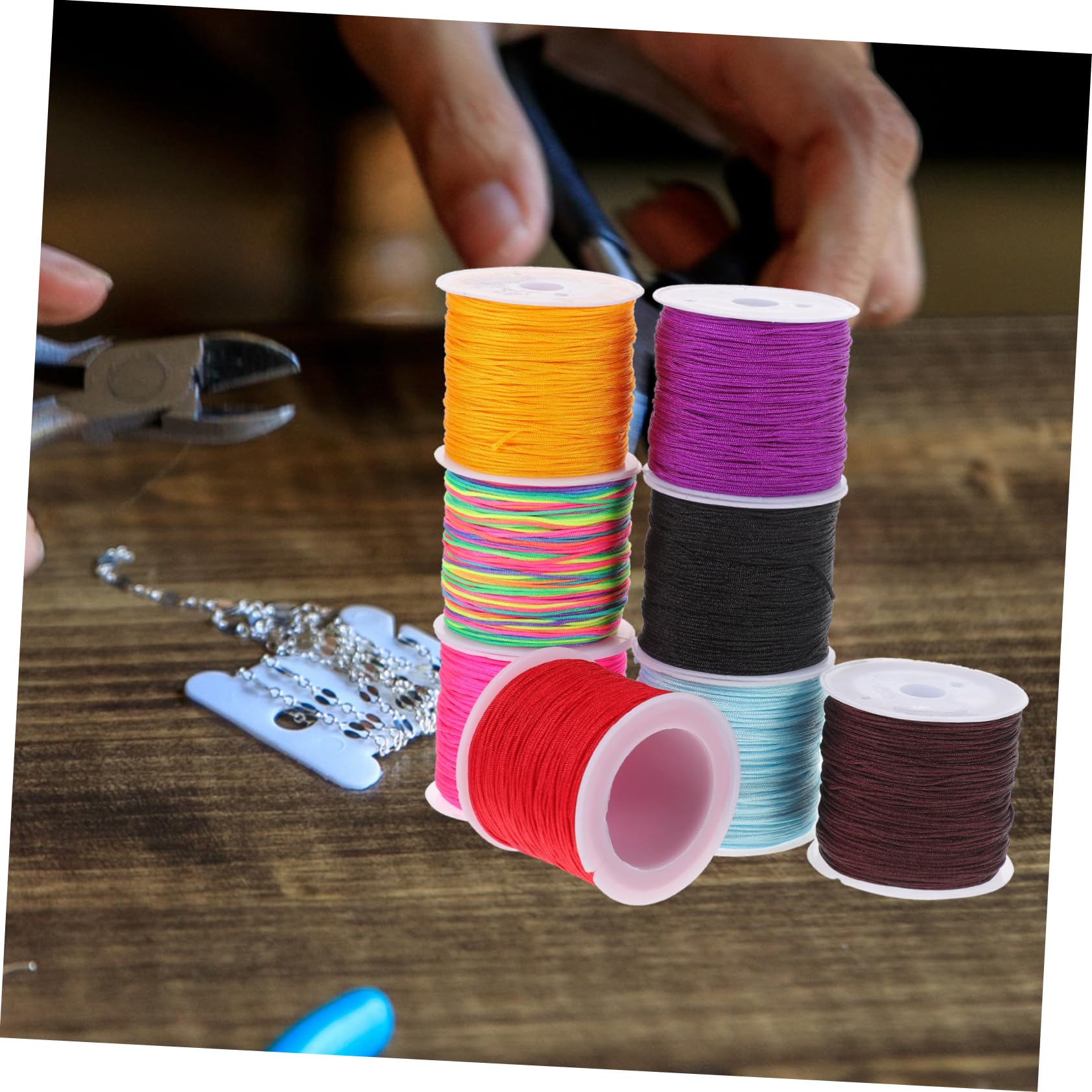 Uonlytech 3 Series Cuerda Trenzada Pulsera Cordón Trenzado Para Manualidades Hilo Trenzado Hilo De Rosca Hilos Para Trenzar Joyas Collar De Collar Diy Manualidades Cuerda Nylon 8 Rollos*3